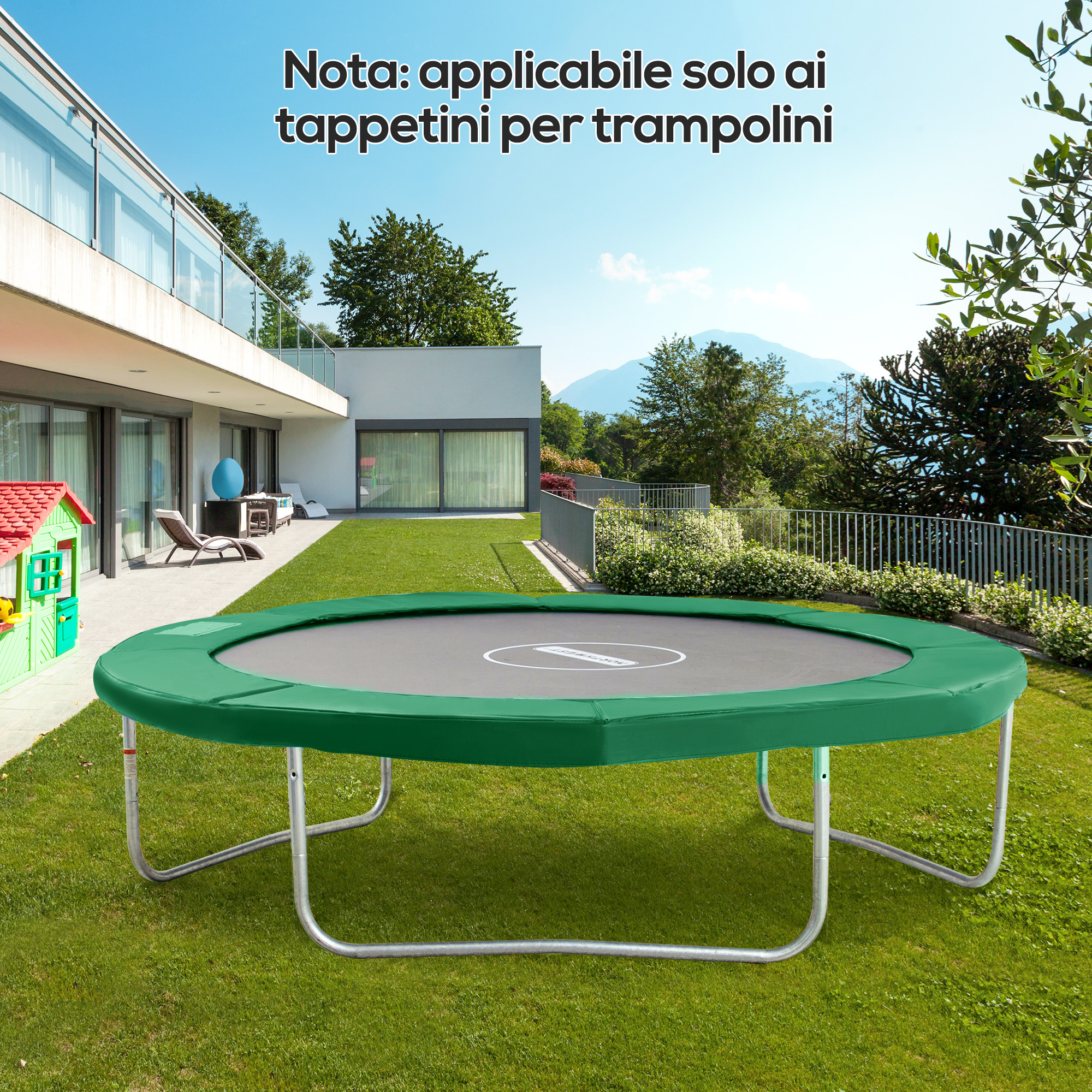 Faltbare Und Tragbare Trampolinabdeckung (ø 305 X 1,5 Cm), Gartentrampolinschutz Aus Kunststoff, Pe- Und Epe-schaum, Grün