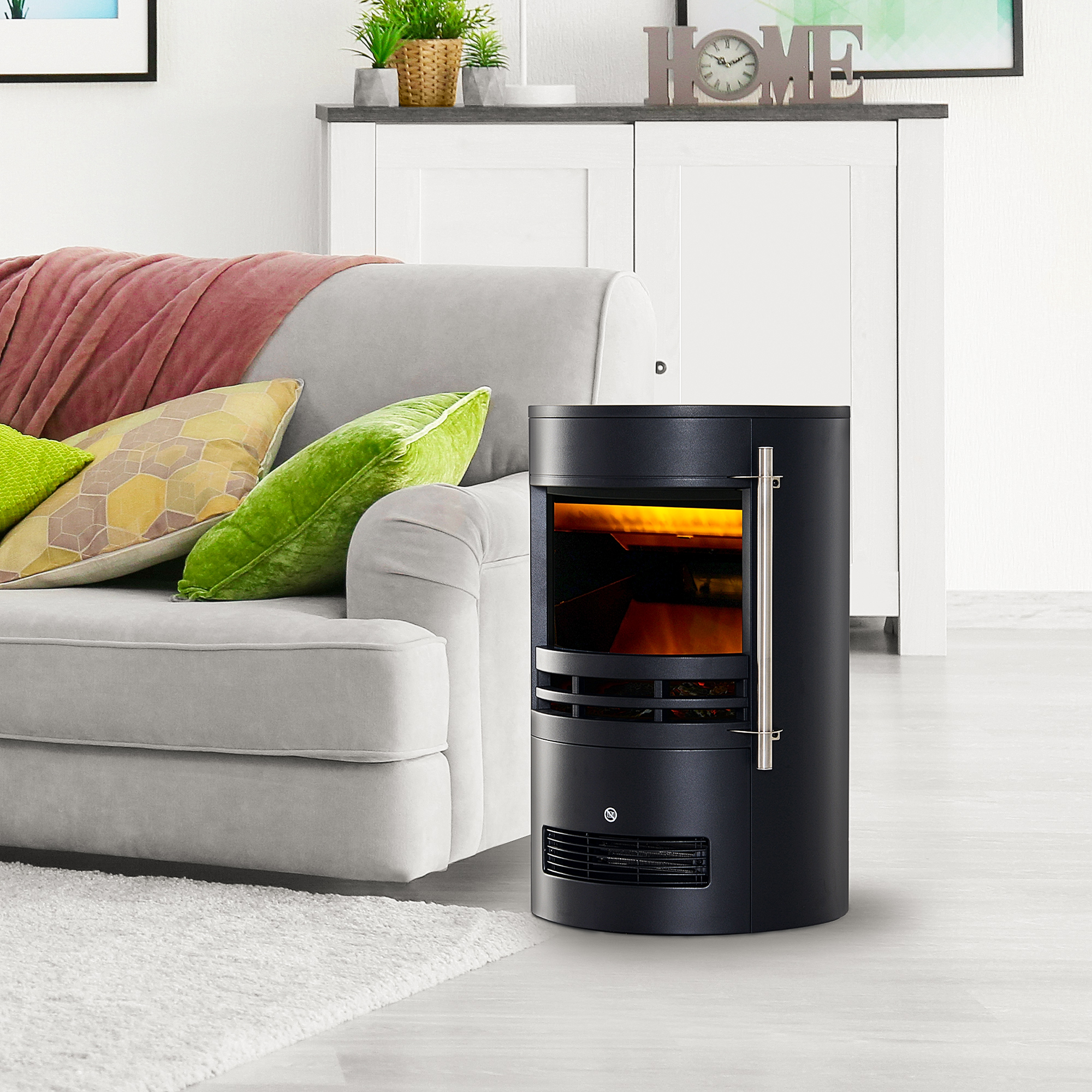 Elektrischer Kamin Mit Flammeneffekt (900 W/2000 W), Einstellbarer Temperatur Und Überhitzungsschutz, 41 X 41 X 64,5 Cm, Schwarz