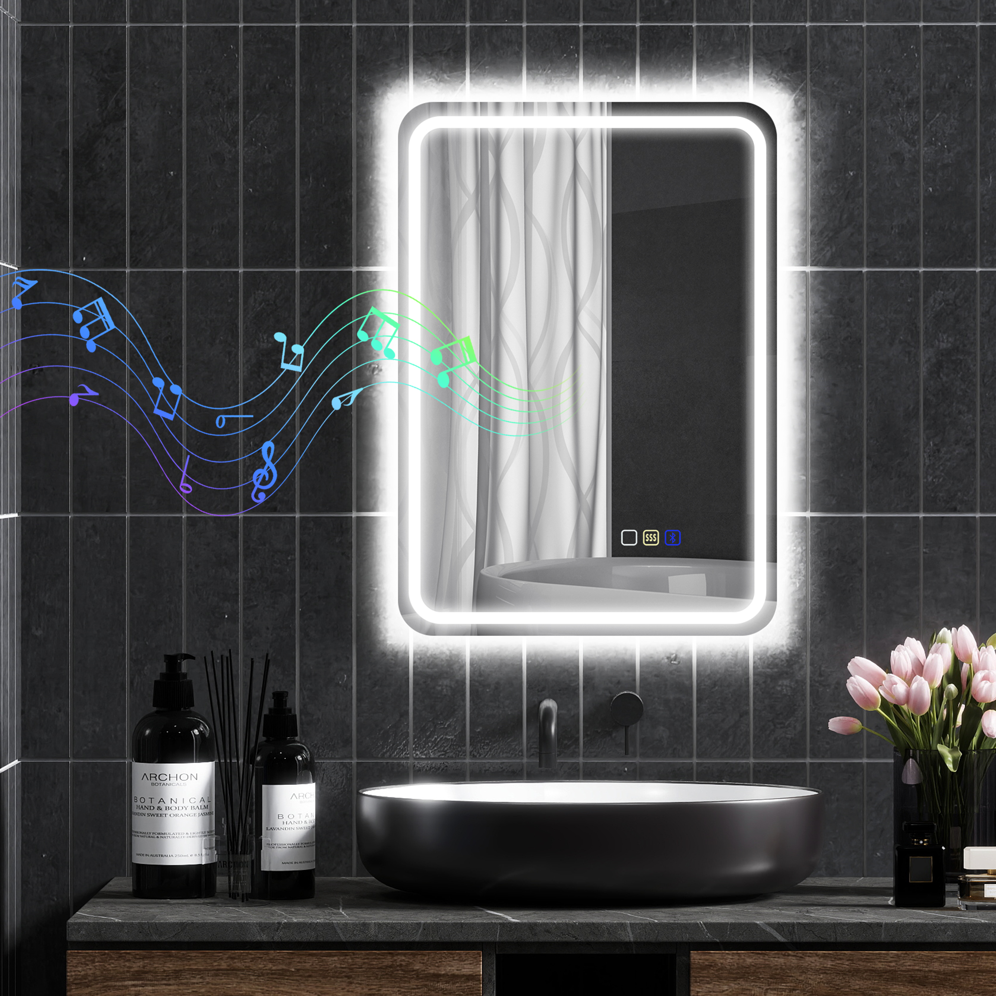 50 X 70 Cm Bluetooth-led-badezimmerspiegel Mit Antibeschlagfunktion – Silberfarben
