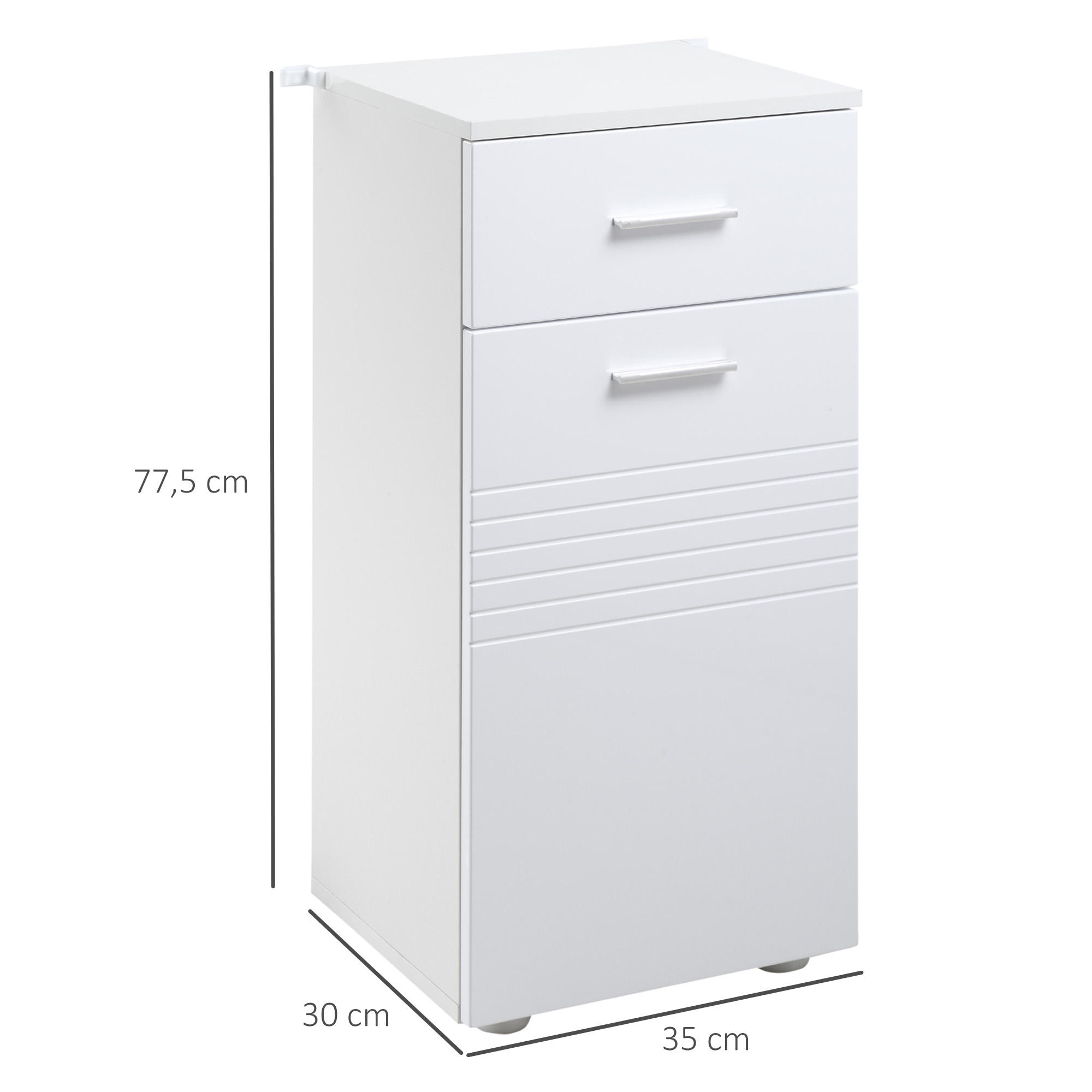 Badezimmer-zusatzschrank, Freistehendes Badezimmermöbel Mit Tür, Schublade Und Verstellbarem Einlegeboden Für Wohnzimmer, 35 X 30 X 77,5 Cm, Weiß