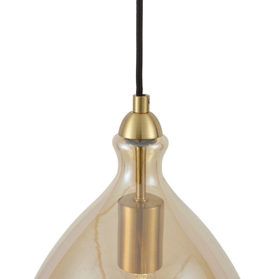 Qazqa Moderne Pendelleuchte Gold Mit Bernsteinfarbenem Glas Bild 3