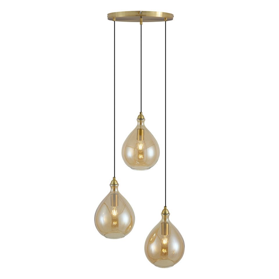 Qazqa Moderne Pendelleuchte Gold Mit Bernsteinfarbenem Glas Bild 5