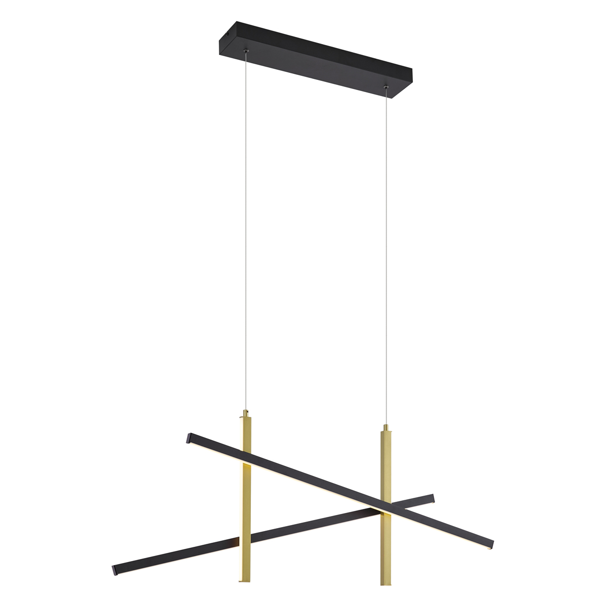 Qazqa Design-hängelampe X Schwarz Mit Gold Inkl. Led