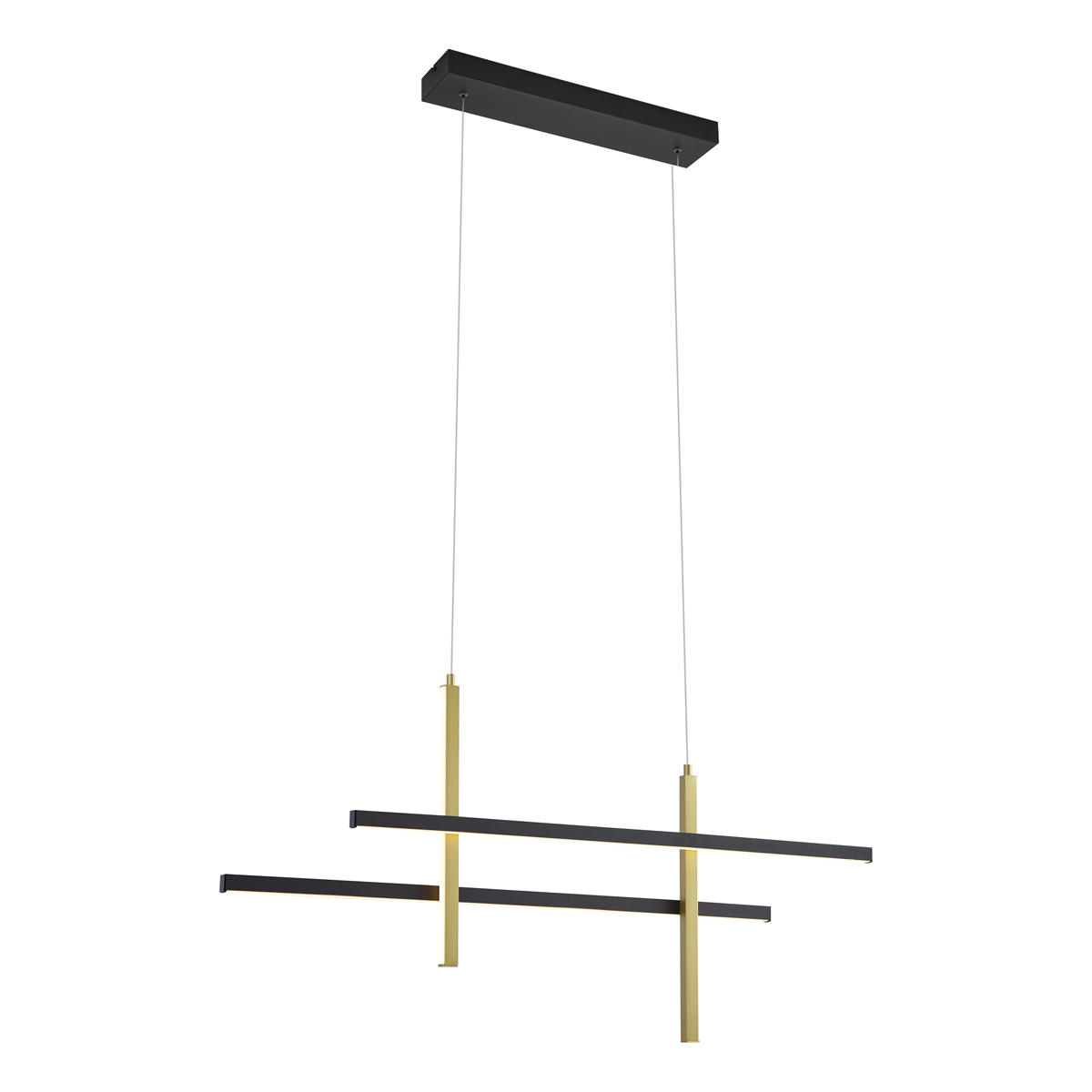 Qazqa Design-hängeleuchte H Schwarz Mit Gold Inkl. Led