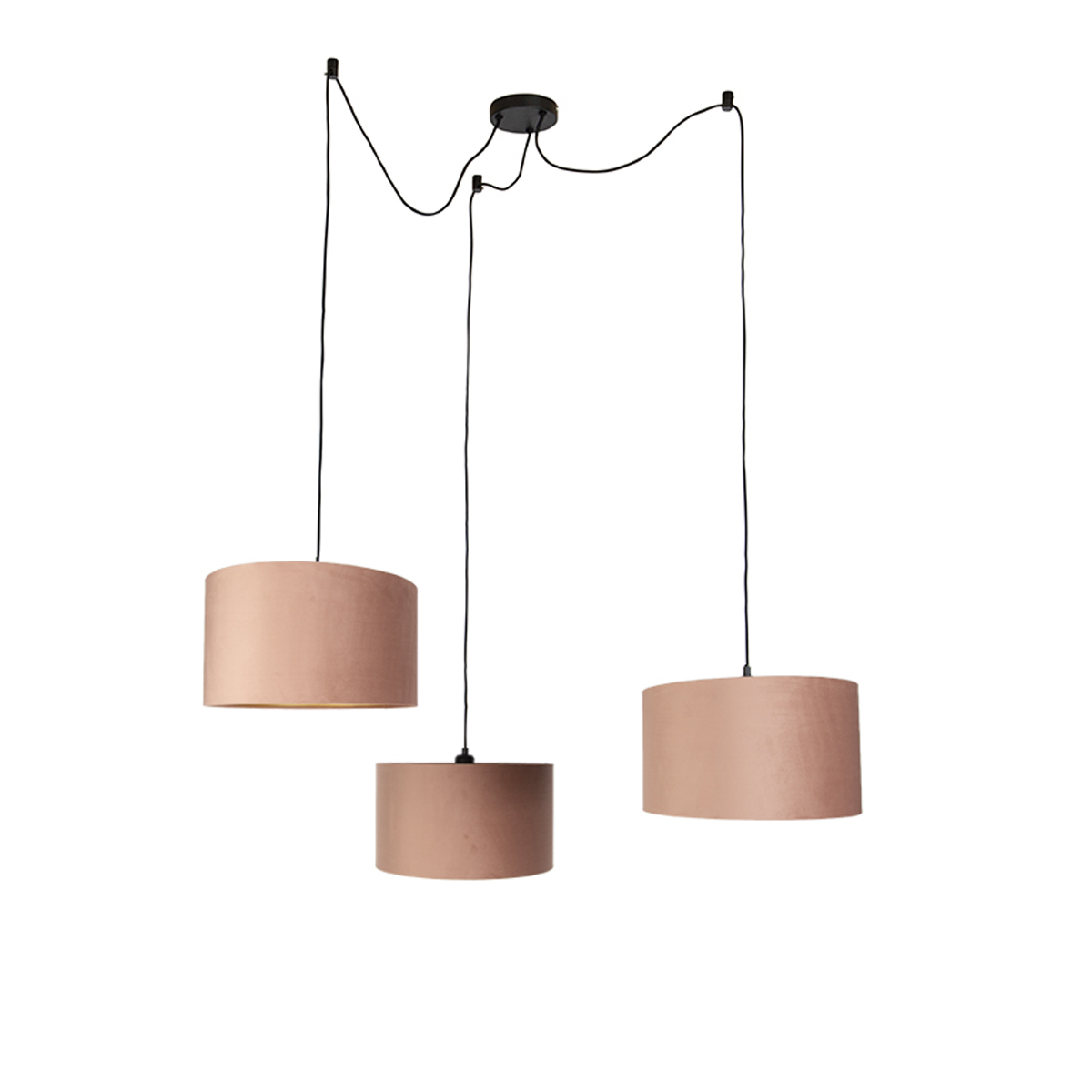 Qazqa Pendelleuchte Schwarz Mit Rosa Schirm Und Goldener