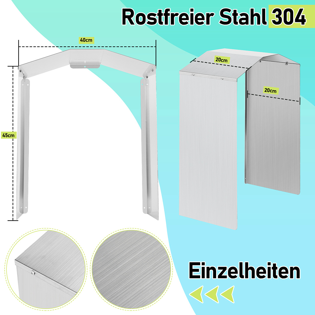 Randaco 304edelstahl Dach Für Wallbox Inkl. Montagezubehör - 45 X 40 X 20cm Abdeckung Für Wallbox - Wetterschutz Die Gewährleistung Ihrer Ladesicherheit.