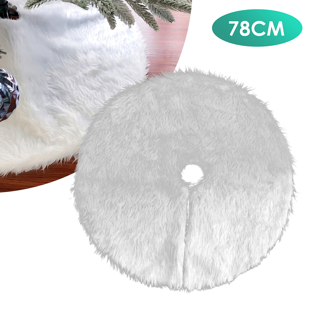 Randaco Weihnachtsbaum-teppich Tannenbaum Decke Kunstfell Weiß Rund Rock Teppich Filz Für Schnee Christbaum Weihnachtsbaum Deko Weihnachtsbaumdecke,78cm/90cm