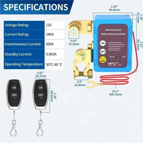 12v-batterietrennschalter, 240a-batteriehauptschalter, Autobatterieschalter, Automatischer Trennschalter Für Autos, Boote, Wohnmobile, Atvs Und Lkws