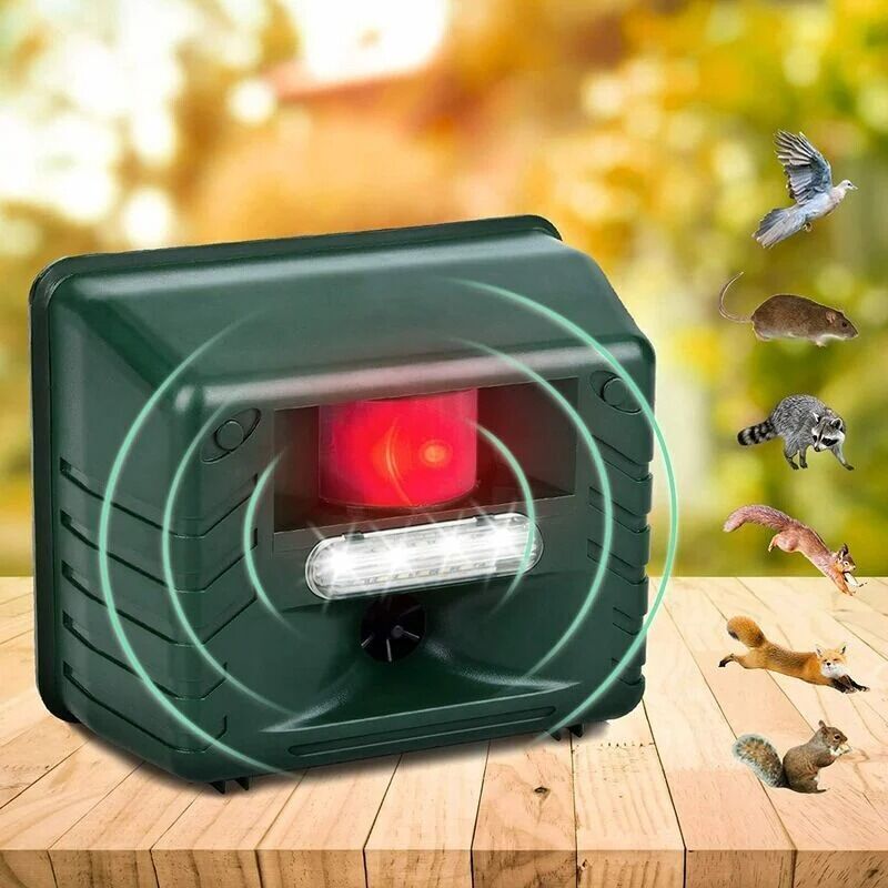 Vogelabwehr Für Den Außenbereich – Ultraschall-tierabwehr Für Draußen Mit Bewegungssensor Und Blitzlicht – Zur Abwehr Von Störenfrieden