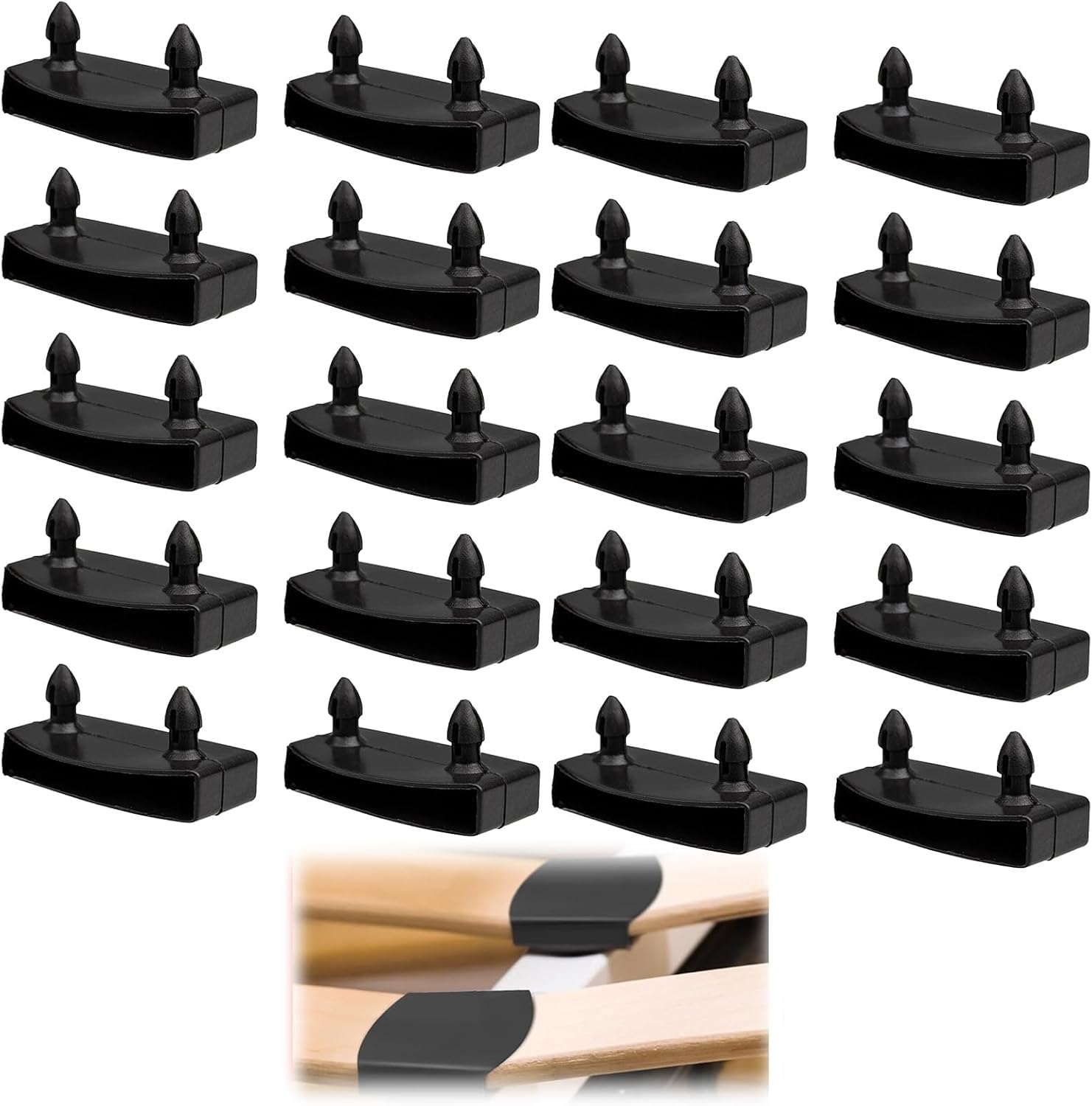 Set Aus 20 Lattenrosthaltern (55 Mm) – Schwarze Innenhalterungen – Bettzubehör Aus Kunststoff