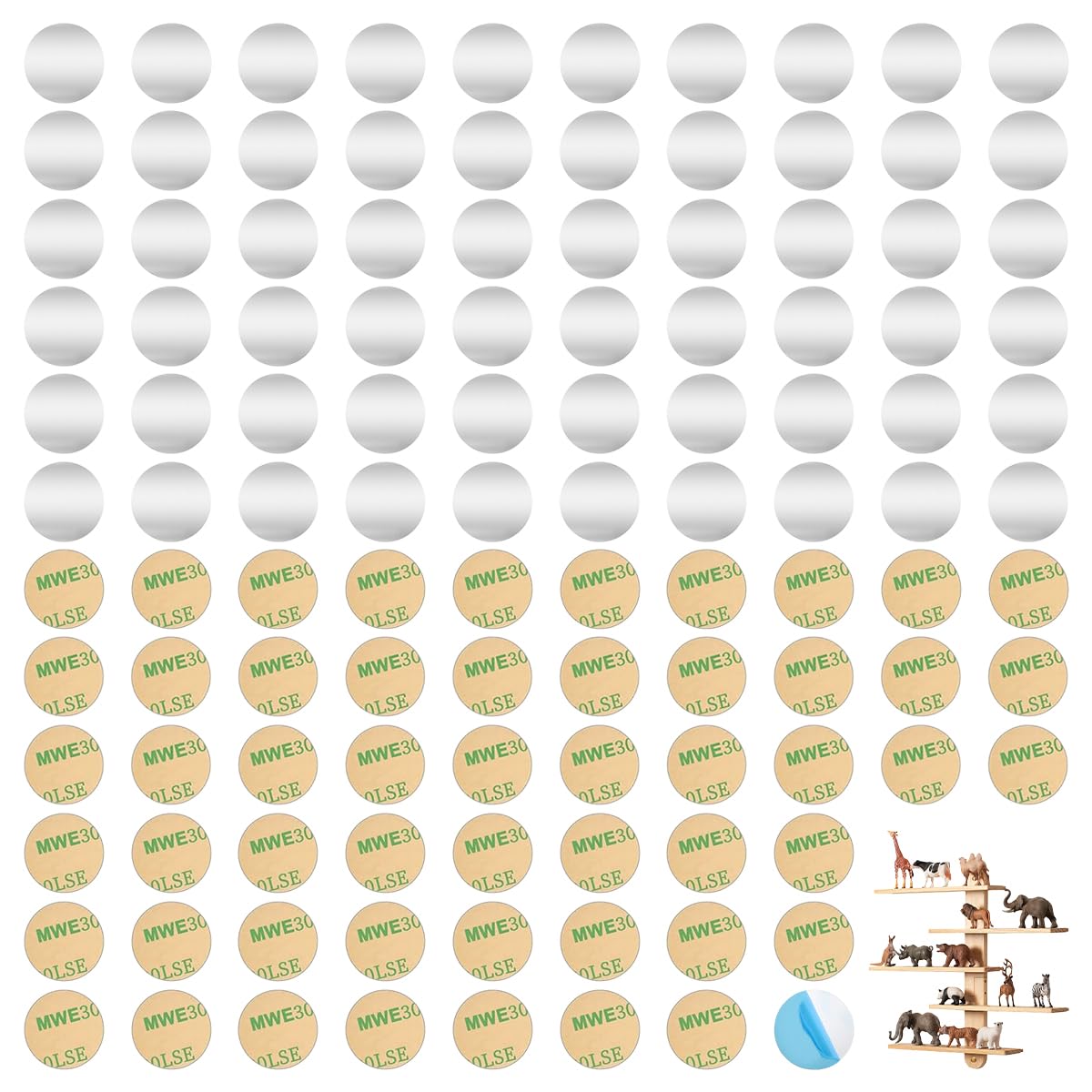 120 Stück Selbstklebende Metallplatten, 25 Mm Runde, Selbstklebende Metallplatten Aus Eisen, Selbstklebende Metallplatten Für Magnete, Figuren, Handyhalter, Haftet Fest (silber)
