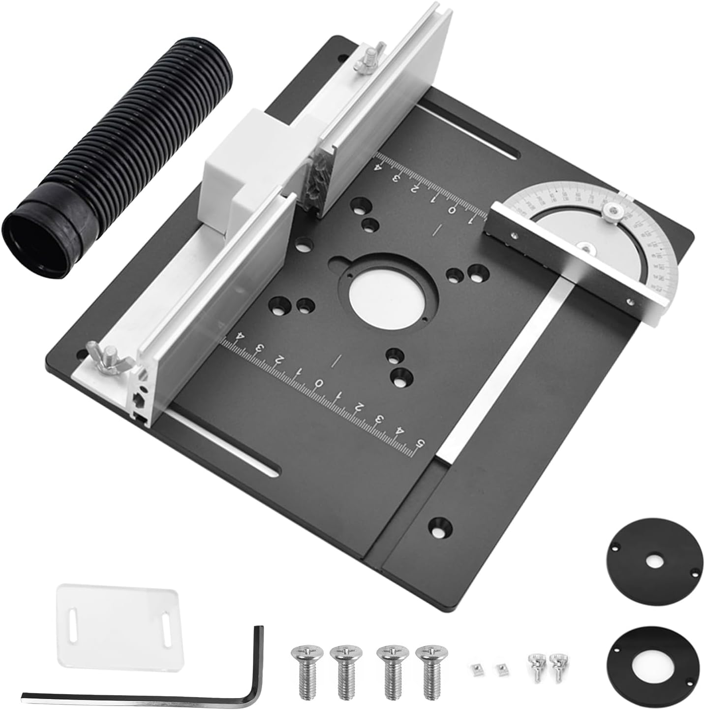 Set Aus 3 Aluminium-frästisch-einsatzplatten, Schneid- Und Gravierhilfsmittel Mit Gehrungslehren-führungsset Für Holzbearbeitungsbänke (aluminiumlegierung) (schwarz)