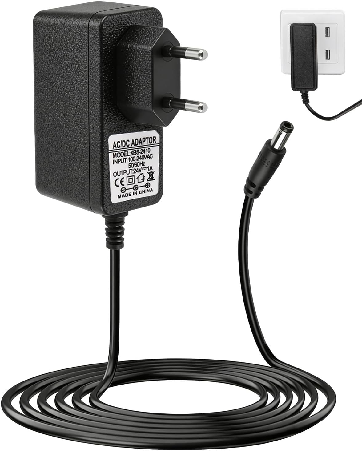 24v 1a 24w Netzteil Mit 1m Kabel – Wechselstrom 100–240v Auf Gleichstrom 24v – Netzteil Für Led-streifen, Luftbefeuchter, Diffusoren, Soundbars Und Andere 24v-gleichstromgeräte – 5,5 X 2,1 Mm Stecker