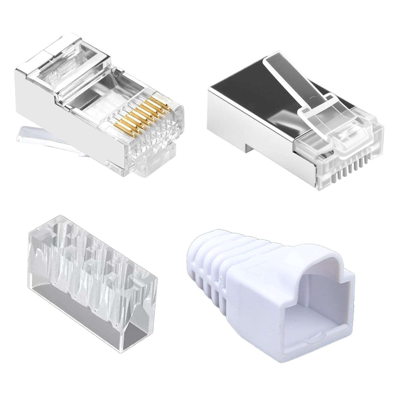 Packung Mit 20 Geschirmten Rj45 Cat6 Crimp-netzwerksteckern, Rj45 Ethernet-lan-stecker, Kompatibel Mit Cat5e-, Cat6- Und Cat6a-kabeln, Standard-netzwerkstecker Mit Verdrehschutz
