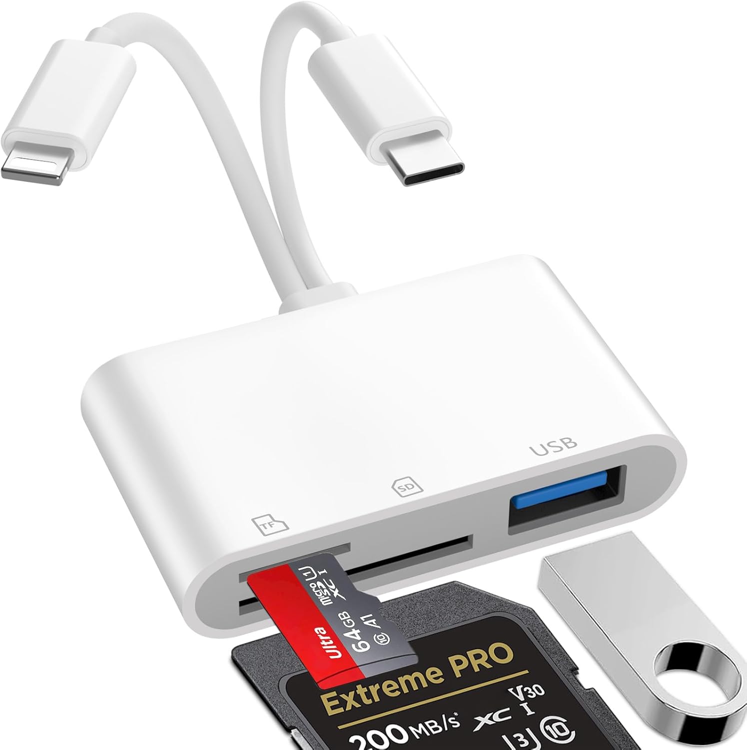 Iphone Sd-kartenleser, 3-in-1 Lightning-auf-sd-kartenleser, Iphone Sd-kartenadapter, Iphone Sd-kartenadapter, Lightning-auf-usb-adapter, Iphone Sd-adapter