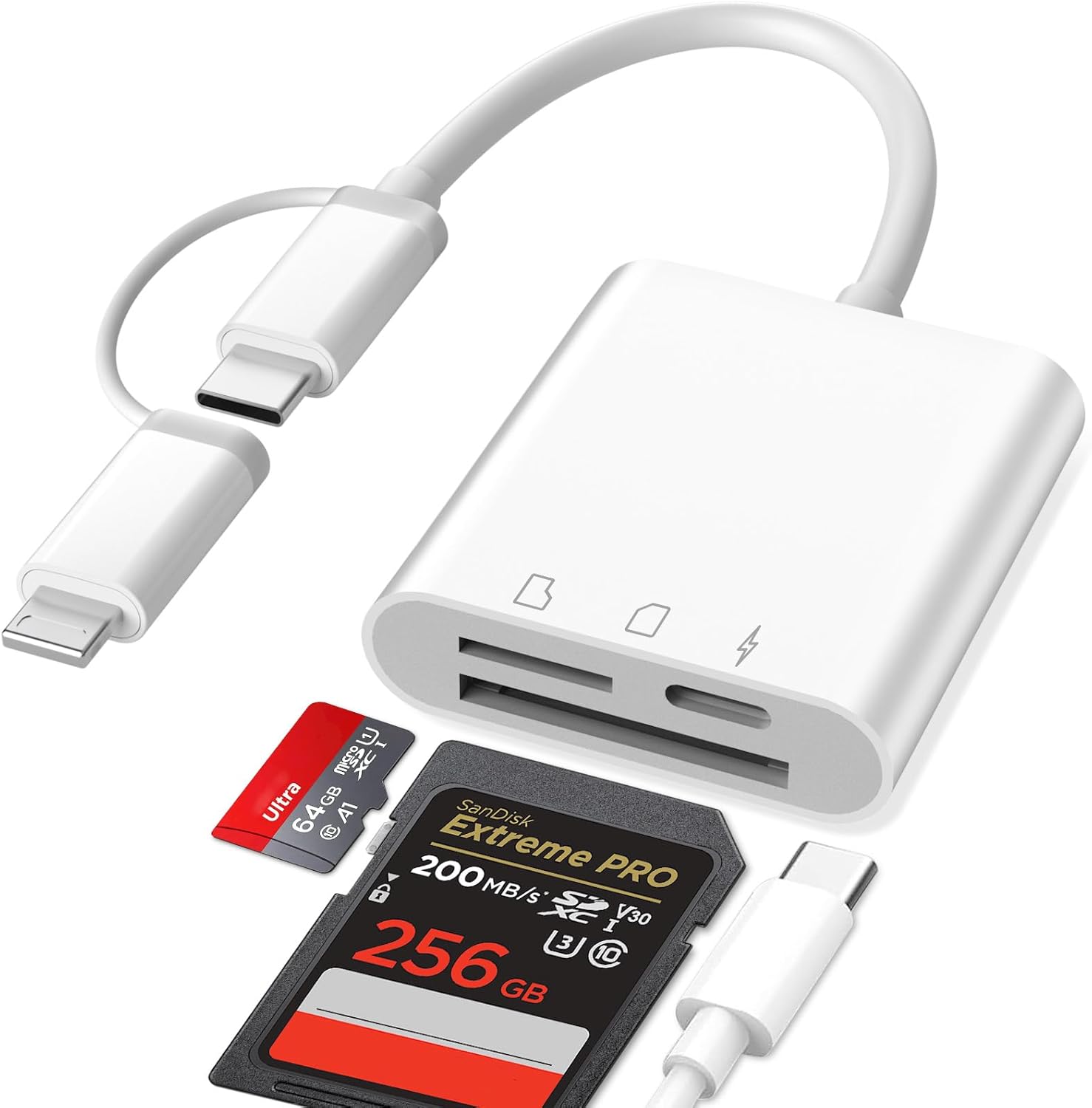 Iphone Sd-kartenleser, 3-in-1 Lightning-auf-sd-kartenleser, Iphone Sd-kartenadapter, C/card Sd-adapter Für Iphone, C-card Sd-kartenleser Für Iphone, Iphone Sd-adapter Mit Ladefunktion