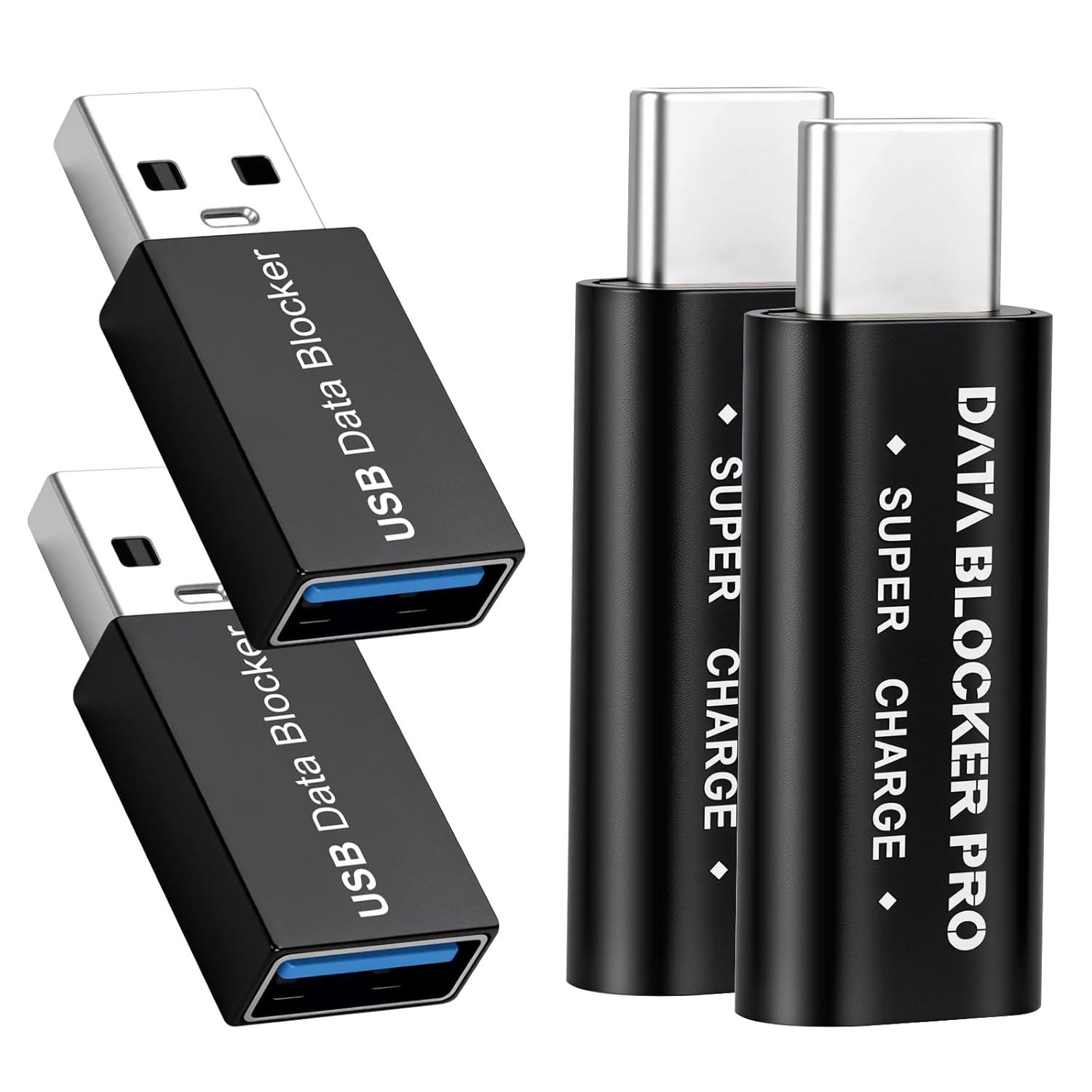 Usb-datenblocker & Usb-c-datenblocker (4er-pack), Usb-adapterschutz Für Sicheres Laden, Usb-blocker Gegen Juice Jacking, Ladeadapter Nur Kompatibel Mit