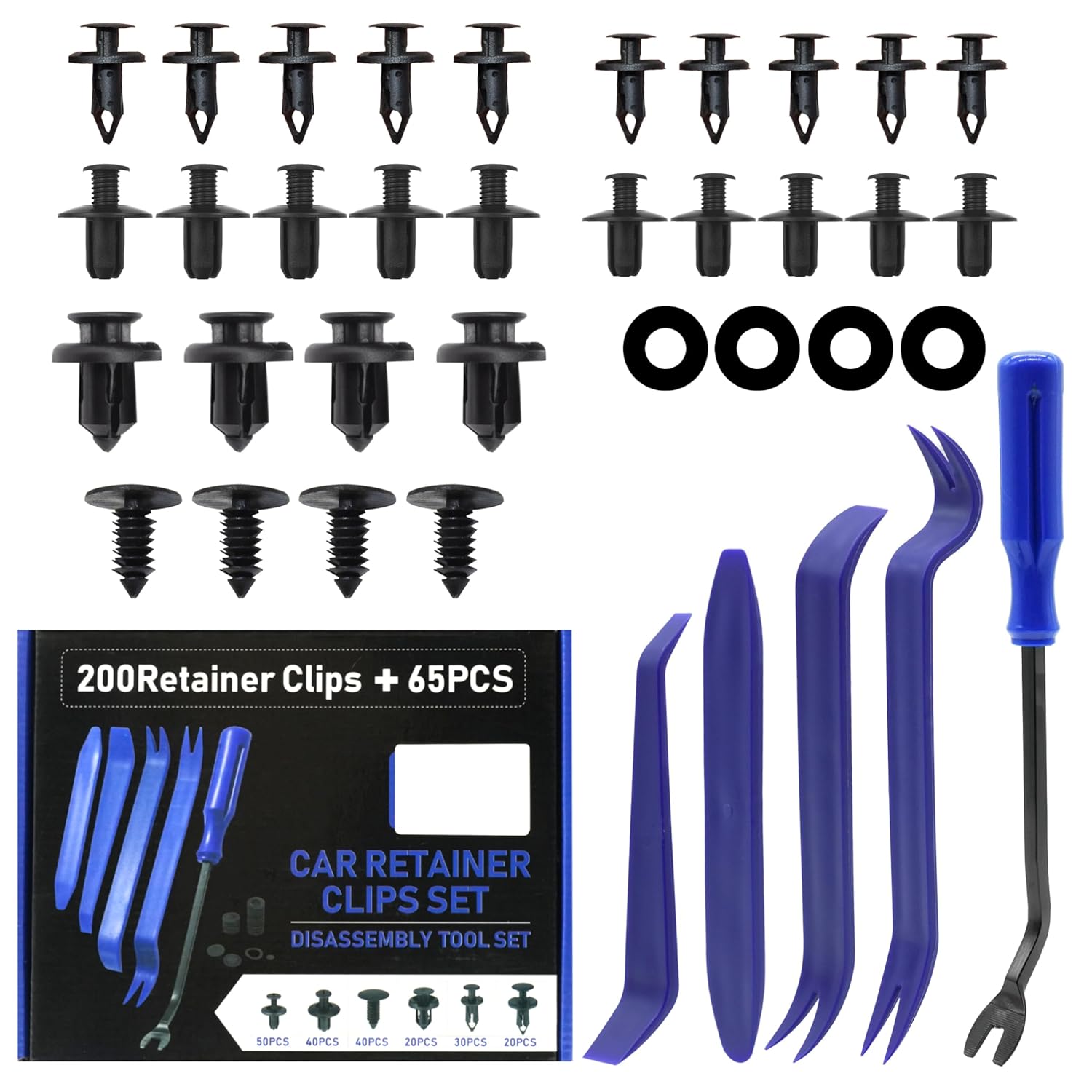 265-teiliges Set Kfz-befestigungsclips, Kunststoffnieten, Universelle Türverkleidungsclips (6 Verschiedene Typen) Und Stoßstangenclips Aus Kunststoff Mit Ausbauwerkzeug, Autoteile