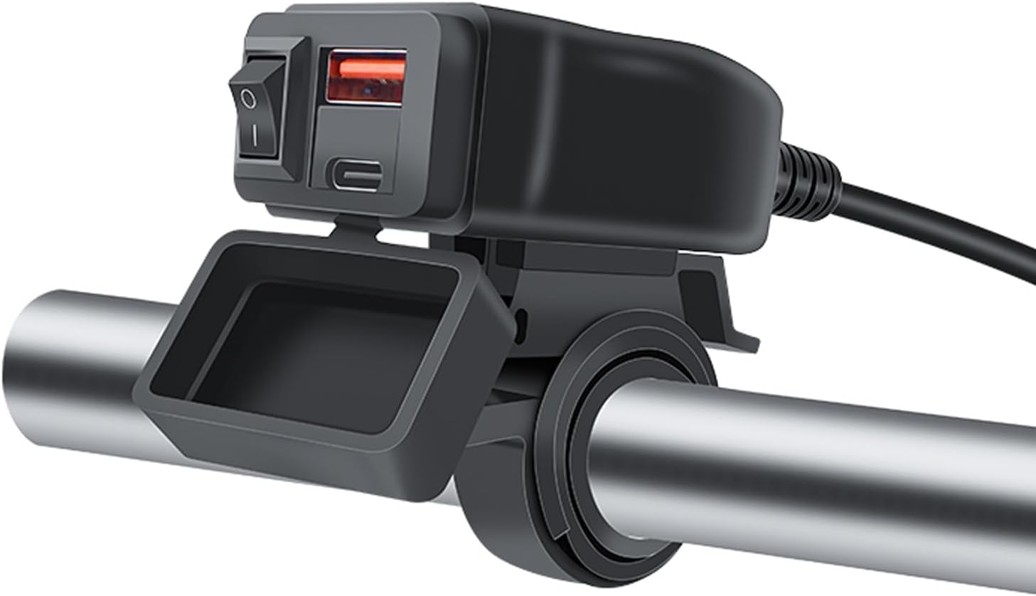 48-w-usb-motorradladegerät, 2 Anschlüsse (qc3.0 18 W + Pd3.0 30 W) Mit Schalter Und Led-voltmeter, Ip65, 12–24 V Usb-c-stecker – Schnellladung Für Reisen/outdoor-einsatz – Kompatibel Mit Smartphones/g