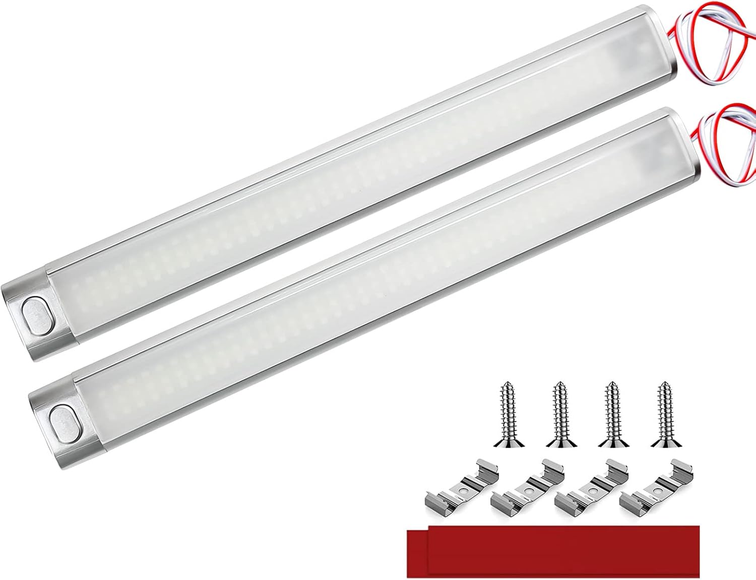 12v Led-lampe Mit Großem Schalter Für Wohnmobil, Auto, Bus, Wohnwagen, Boot, Reisemobil, Küche, Bar, Lkw, Traktor - 6000k Weiß (2 Stück)