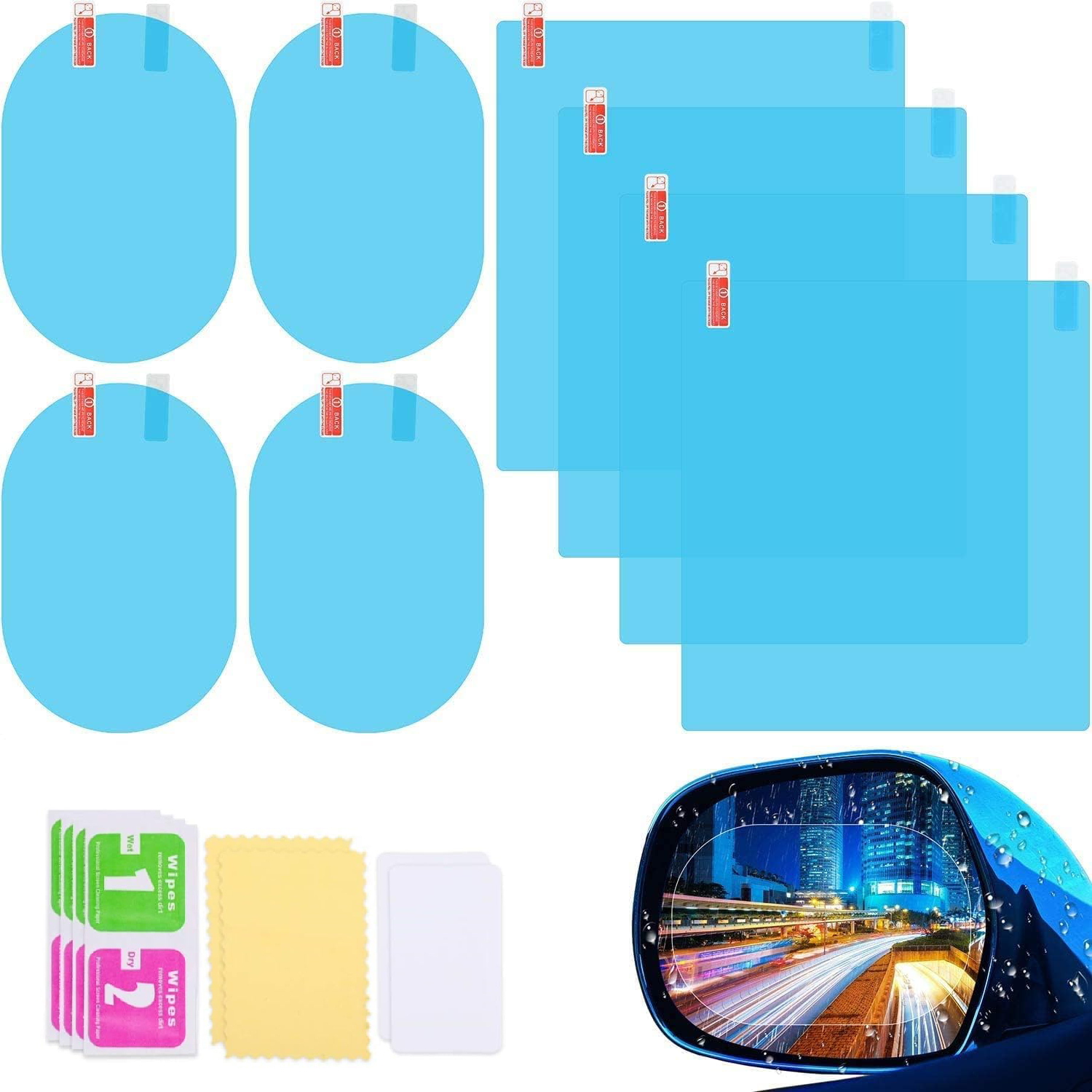 Universal Auto Zubehör Rückspiegel Wasserdicht Anti-fog Anti-regen Anti-wasser Schutz Film Aufkleber Für Auto. (4quadrat+4oval)