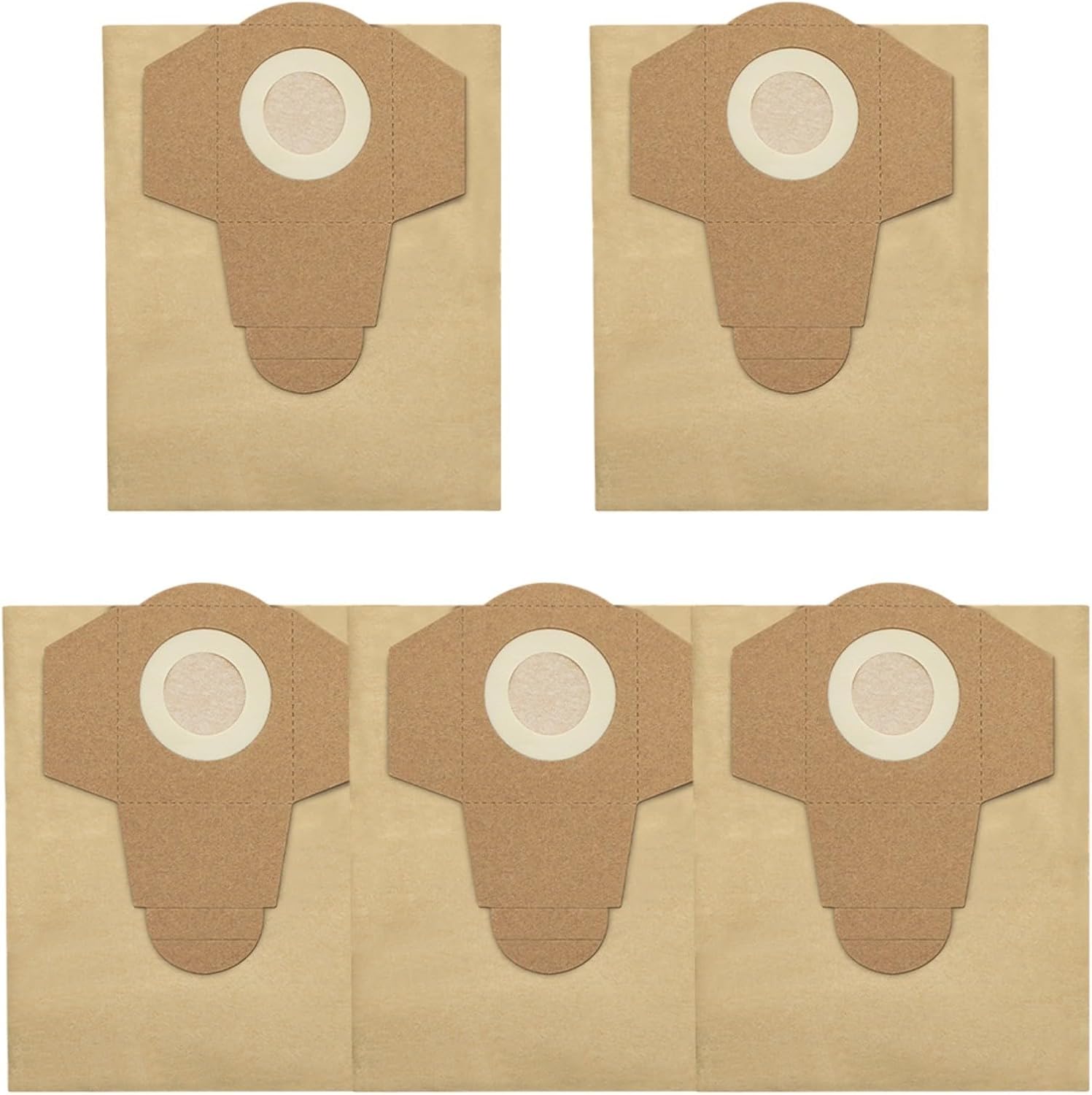 5er-packung 20-liter-staubbeutel Für Nass- Und Trockenreinigungen, Passend Für Tc-vc 1825, 1815s, 1812s Und X-change 25l, Papierfilter Mit Hoher Kapazität Und 65-mm-löchern, Einfache Entsorgung