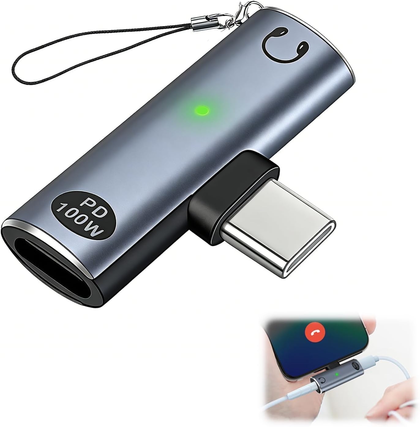 2-in-1 Usb-c-auf-3,5-mm-klinkenadapter Mit 100-w-pd-ladefunktion, Usb-c-auf-3,5-mm-klinkenadapter Mit Dac Und Hifi-audio, Usb-c-stecker Auf Usb-buchse Für Audio Und Laden Für Laptop, Tablet Und Smartp