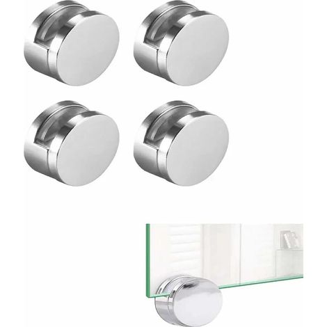 Stück Zinklegierungs-glasclips Für Badezimmerspiegel - Robuste, Wandmontierte Halterungen Für Glasscheiben, Sicherer Halt Für Badezimmer, Wohnzimmer, Öffentliche Bereiche (silber/chrom)