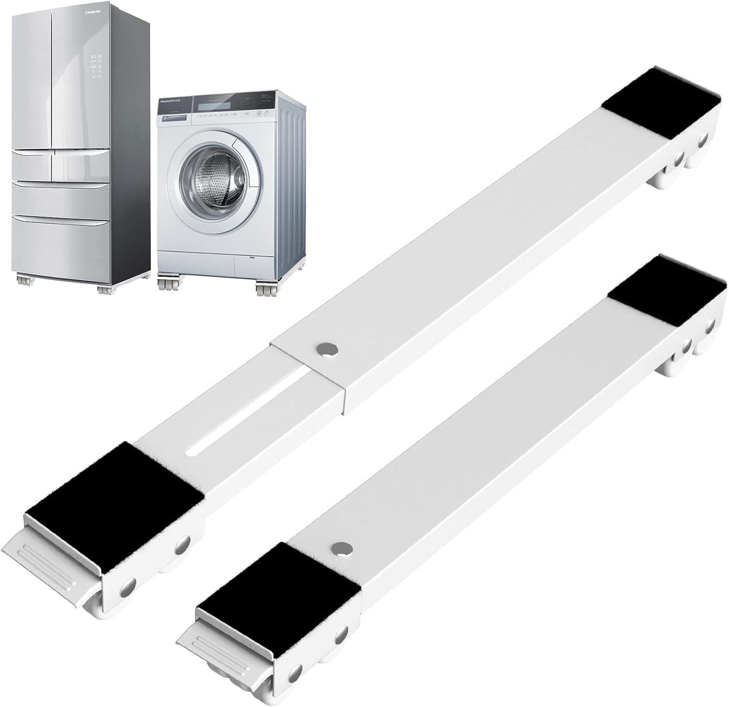 Waschmaschinenbasis Mit Bremse, Verstellbare Mobile Basis Für Waschmaschine, Trockner, Kühlschrank, Tragfähigkeit 300 Kg, Weiß