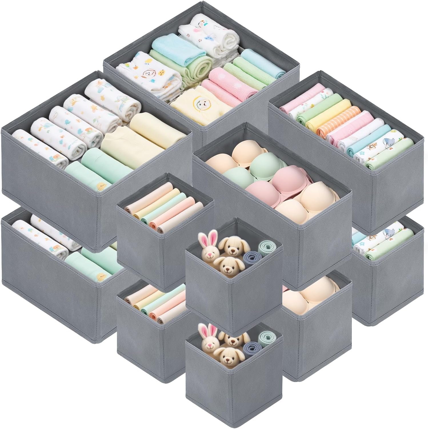 Set Mit 12 Schubladen-organizern, Schminktisch-organizer, Aufbewahrungsbox Für Kleidung Und Küche, Klassisches Grau (grau)