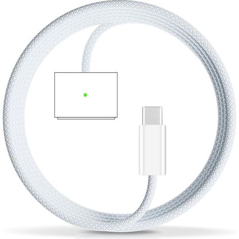 140-w-usb-c-magnetladegerät Für Macbook Air/pro, Pd-schnellladung, Magnetanschluss Der 3. Generation, 2 M Langes, Geflochtenes Kabel, Ideal Für Reisen, Himmelblau