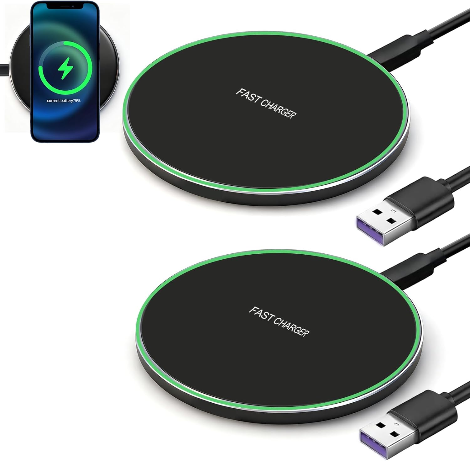 35-w-qi-ladepad, Kabellos, Schnellladefunktion, 2er-pack, Kompatibel Mit Iphone 16/15/14/13/12/11 Pro Max, Galaxy S25 Ultra/s24 Plus/s23 Fe/s22/s21, Google Raspberry Pi Xl 9 Pro 8, Sicheres Laden