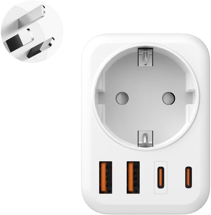 Australien-adapter, Australien-steckeradapter, 5-in-1-reiseadapter Für Australien Mit 1 Netzanschluss, 2 Usb-c-anschlüssen Und 2 Usb-a-anschlüssen (3,4 A) Für Australien, China, Neuseeland, Fidschi, A