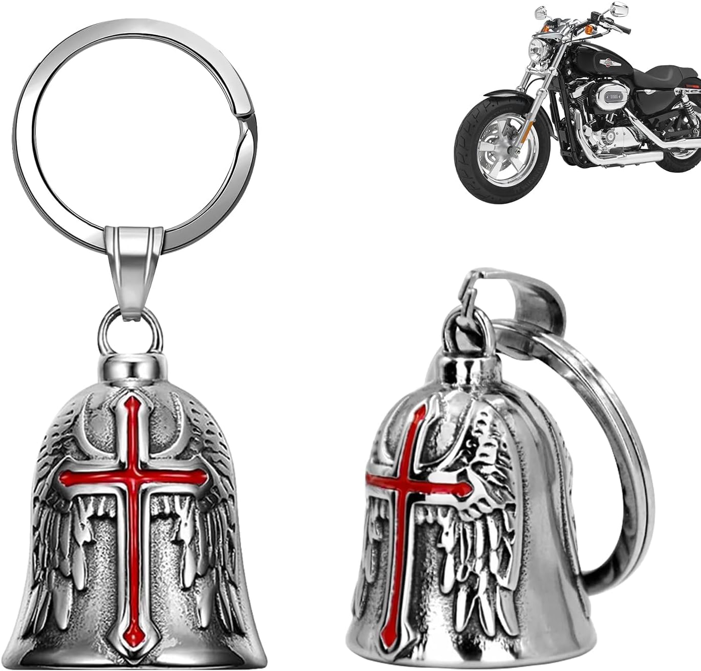 Xnzmyn 2 Pièces Fahrradglocke, Ölig Guardian Bell Motorrad, Motorrad Glöckchen, Motorrad Glocke Glücksbringer Mit Ring Zum Aufhängen, Für Segne Den Frieden