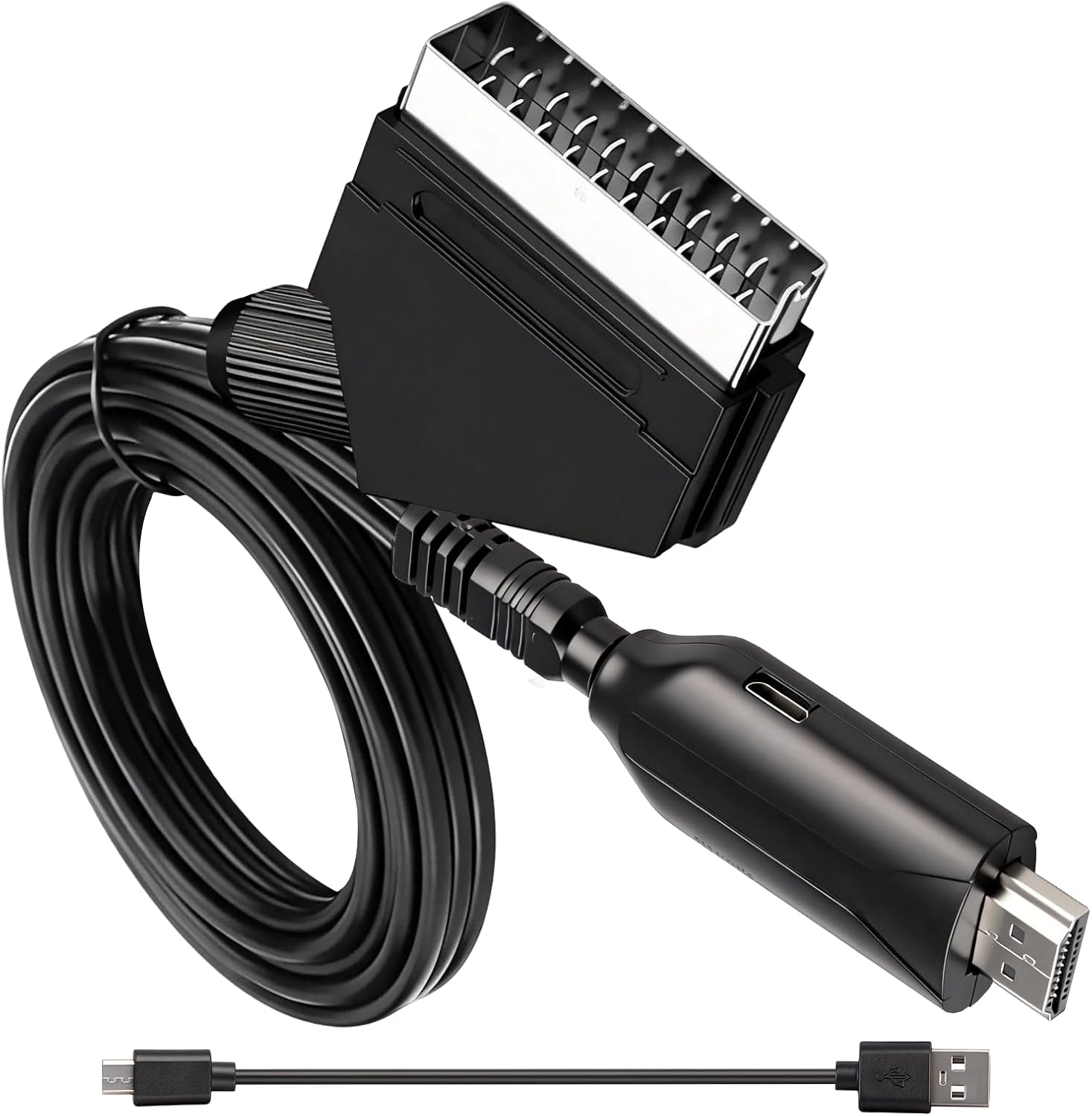 Scart-zu-hdmi-konverter 1080p/720p, All-in-one-audio-video-konverter Für Hd-tv, Vhs, Dvd, Set-top-box, Ps3, Xbox, Sky, Blu-ray, Scart-zu-hdmi-anschluss Mit Integriertem Kabel, Wechselstrom 100–240 V,