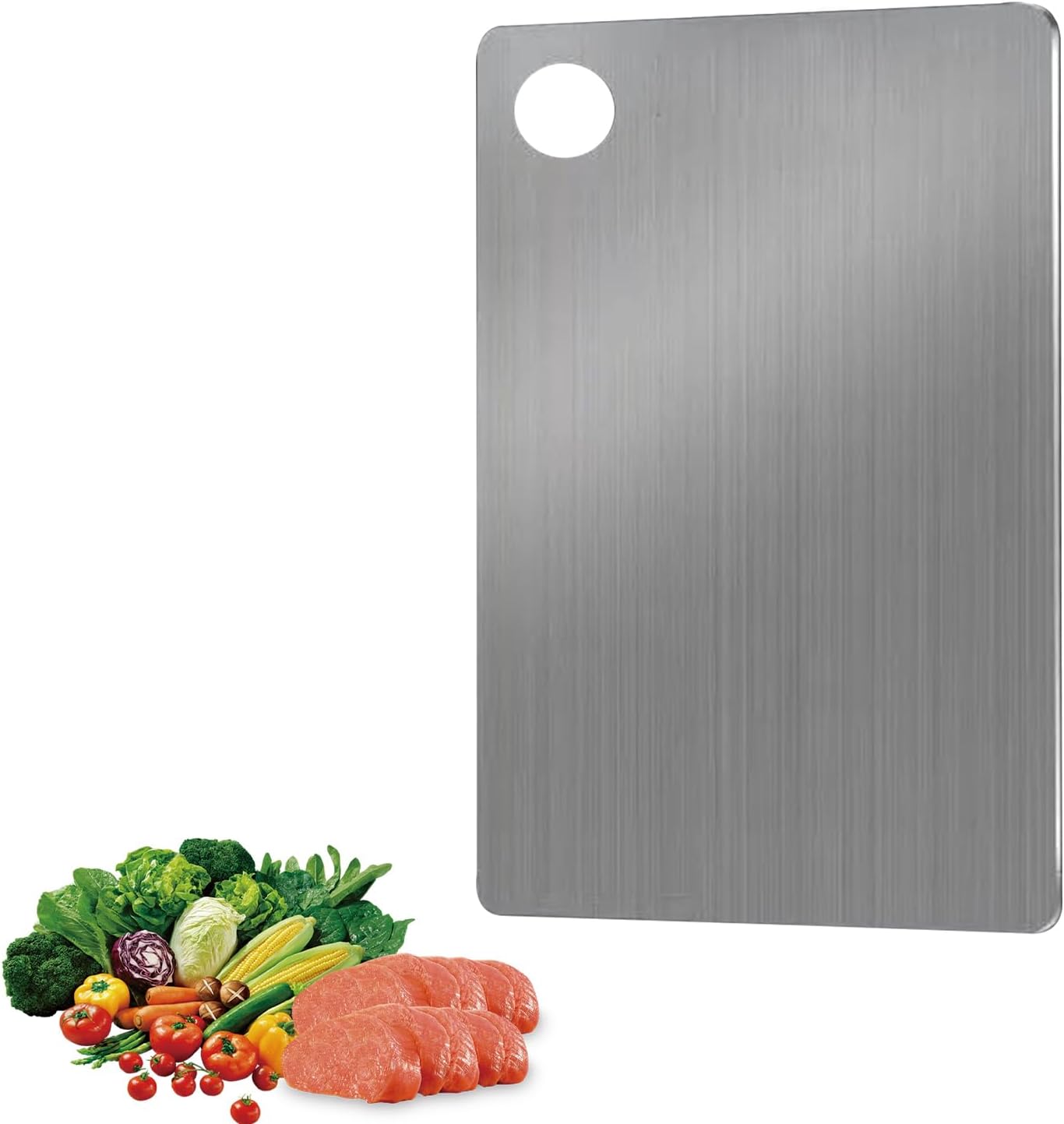 Schneidebrett Aus Edelstahl 304, 24 X 15 Cm, Doppelseitig, Mit Lebensmittelechter Titanbeschichtung, Geeignet Für Fleisch, Obst, Nudeln Und Gemüse