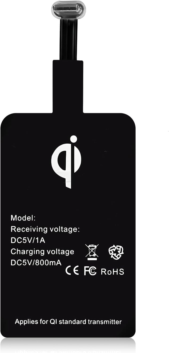 1300 Ma Qi Usb-c-empfänger Für Kabelloses Laden Für Samsung Galaxy S21, A52s, A72, A32, A12, A51, A50, Google Pixel, Huawei, Lg, Sony – Ultraschlanker Kabelloser Ladeadapter