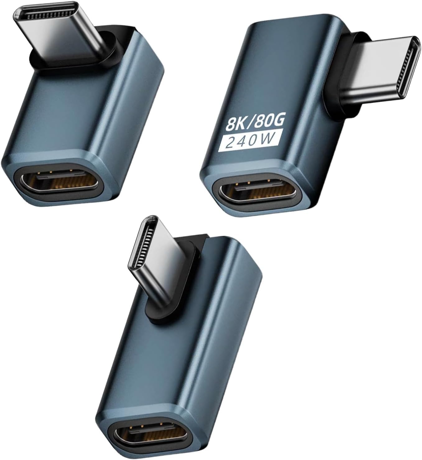 3er-pack 90°-winkel-usb-c-adapter – Kompatibel Mit Thunderbolt 5, 240 W, 80 Gbit/s, 8k@60hz – Schnelles Usb-c-laden Für Macbook, Iphone 15, Steam Deck, Samsung