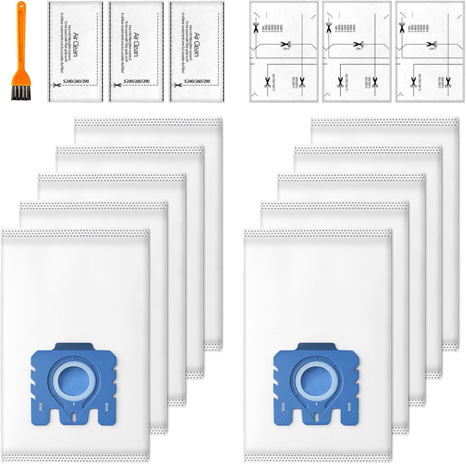 10er-pack Gn 3d Efficiency Staubbeutel Für Miele Hoover Gn Staubsauger, Kompatibel Mit Den Serien Classic, C1, Complete, C2, Complete, C3, S2, S5 Und S8, Inklusive 3 Motorschutz Und 3 Filtern