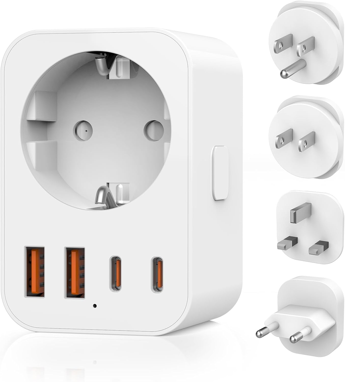 Weltweiter Reiseadapter, 4 Abnehmbare Reisestecker, Reiseadapter Für Usa/großbritannien/japan/europa, Internationaler Typ-a/b/g/c-adapter Mit 2 Usb-c-/2 Usb-a-/1 Netzanschluss
