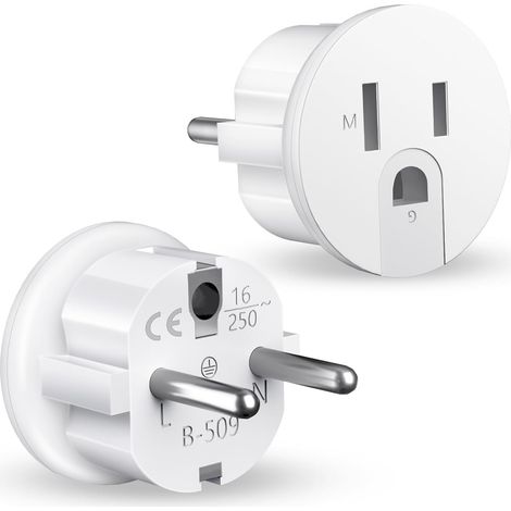 2-teiliges Us-steckeradapter-set, Frankreich-usa-steckeradapter, Amerikanischer Stecker-auf-französischer-stecker-adapter, Us-eu-reiseadapter, Eu-steckeradapter, Für Geräte Mit Us-netzanschluss