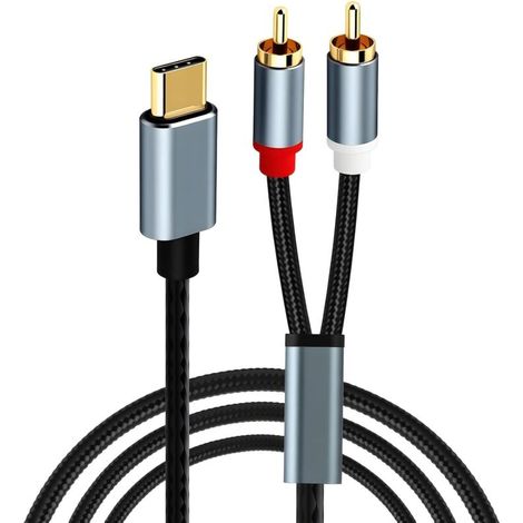 2-cinch-usb-c-kabel, Stereo-aux-audiokabel, Usb-c Auf 2 Cinch-buchsen, Kompatibel Mit 17/16/15 Ipad, Huawei-smartphones, Heimkinoanlagen, Verstärkern, Hdtvs, Projektoren, 1 M