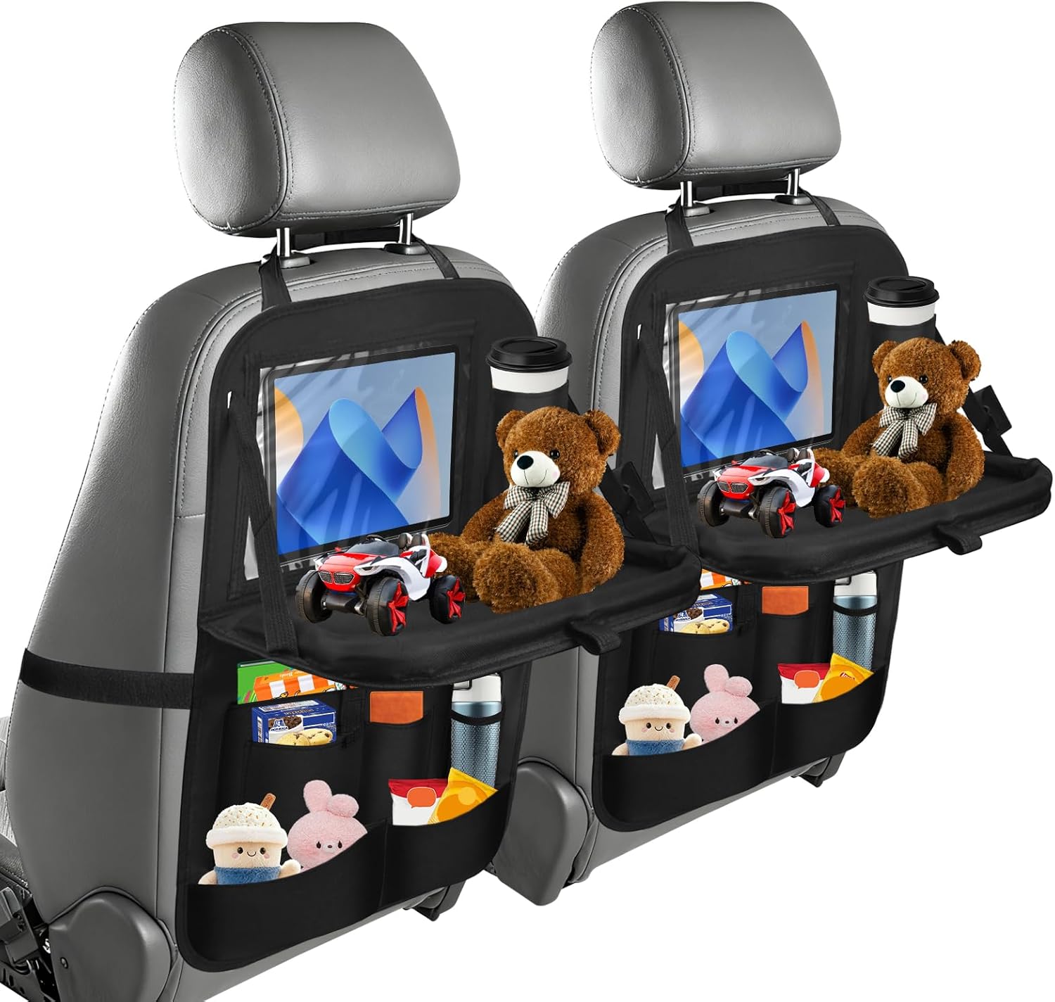 Auto-organizer Für Kinder Mit Tablet-/handyhalterung, 11 Fächer Zur Aufbewahrung Von Kinderspielzeug, Wasserdichtes Auto-innenausstattungszubehör (auto-organizer Für Kinder, 2 Stück)