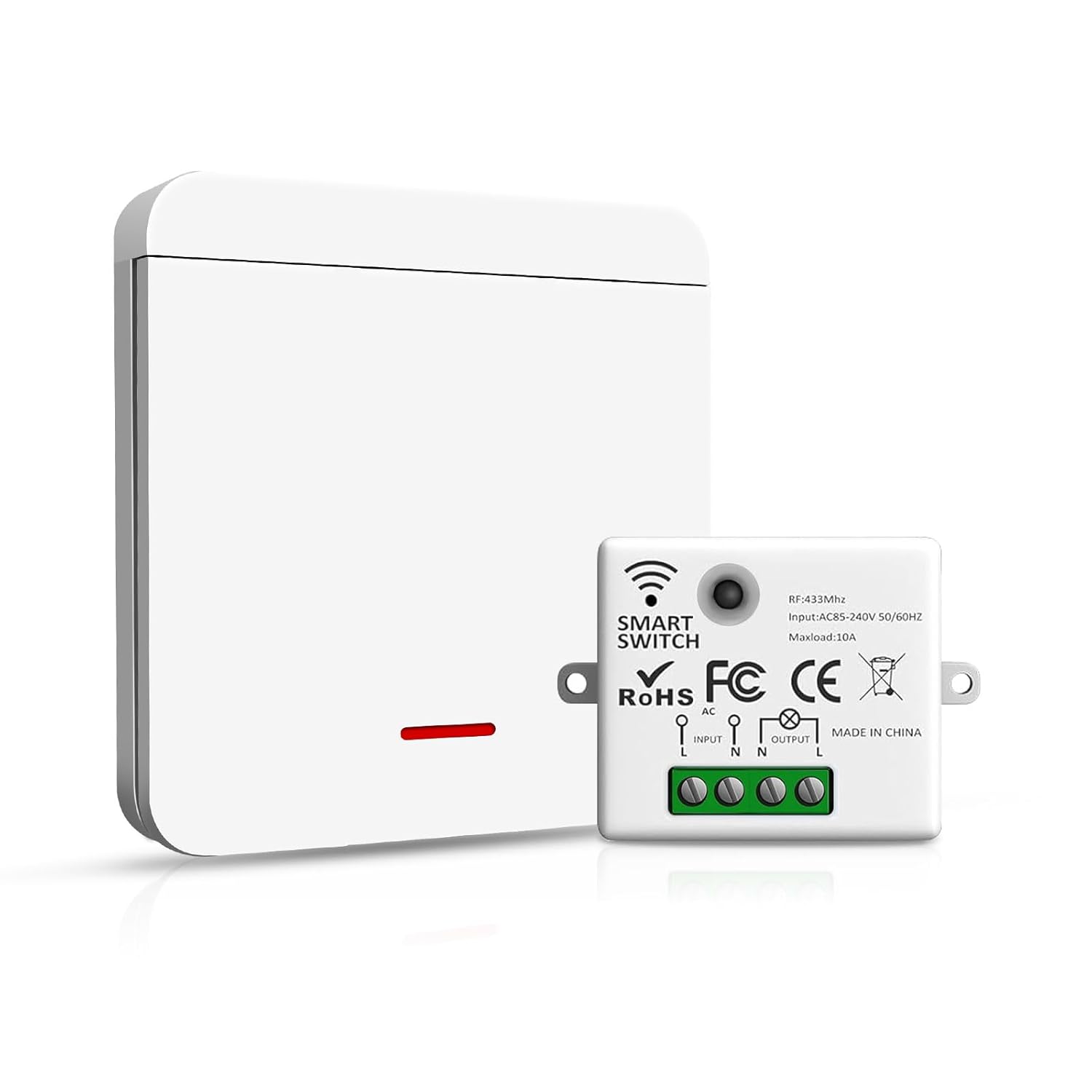 433-mhz-funkschalter – 1 Schalter Und 1 10-a-empfänger, Einfache Installation, Batterieloser Funkschalter, Ferngesteuerte Beleuchtung Für Den Heimgebrauch