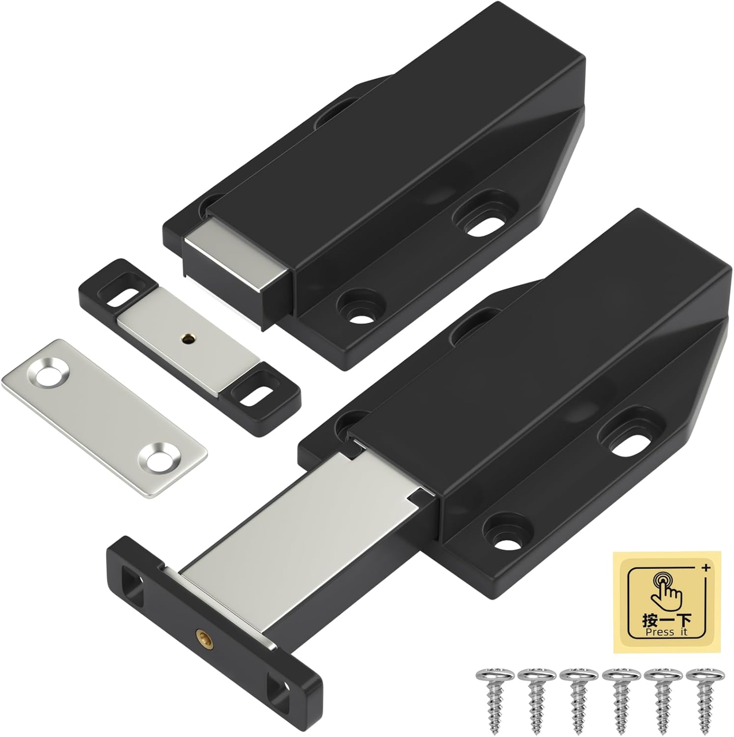 Set Mit 2 Magnetischen Türdrückern Für Schränke, Küchenschubladen, Wohnmobiltüren, Kleiderschrankverschlüsse