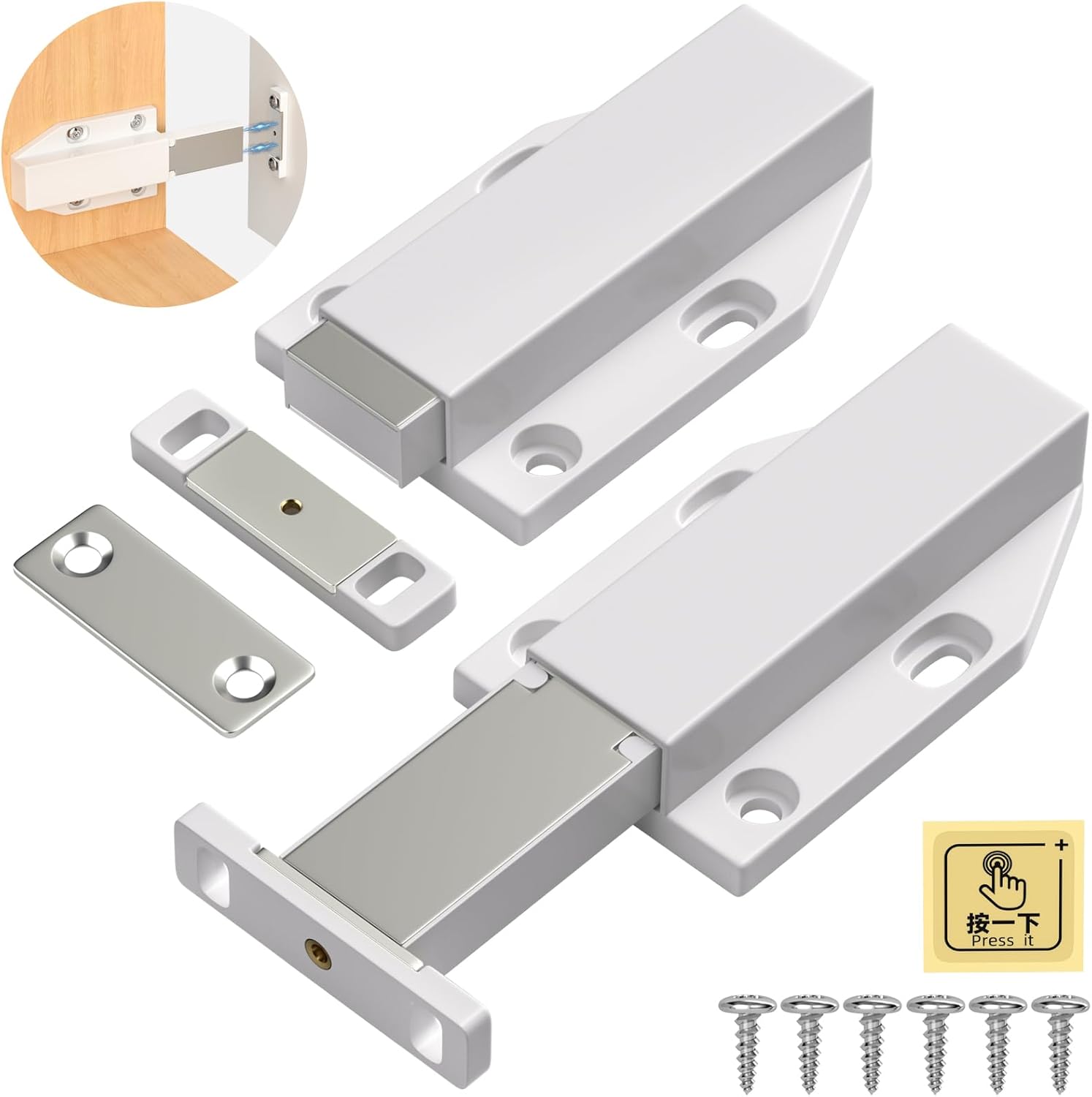 Magnetischer Schiebeverschluss Für Schranktüren (2er-pack), Magnetischer Schiebeverschluss Für Schubladen (für Kleiderschränke), Magnetischer Schiebeverschluss Für Schranktüren, Magnetischer Türschlie