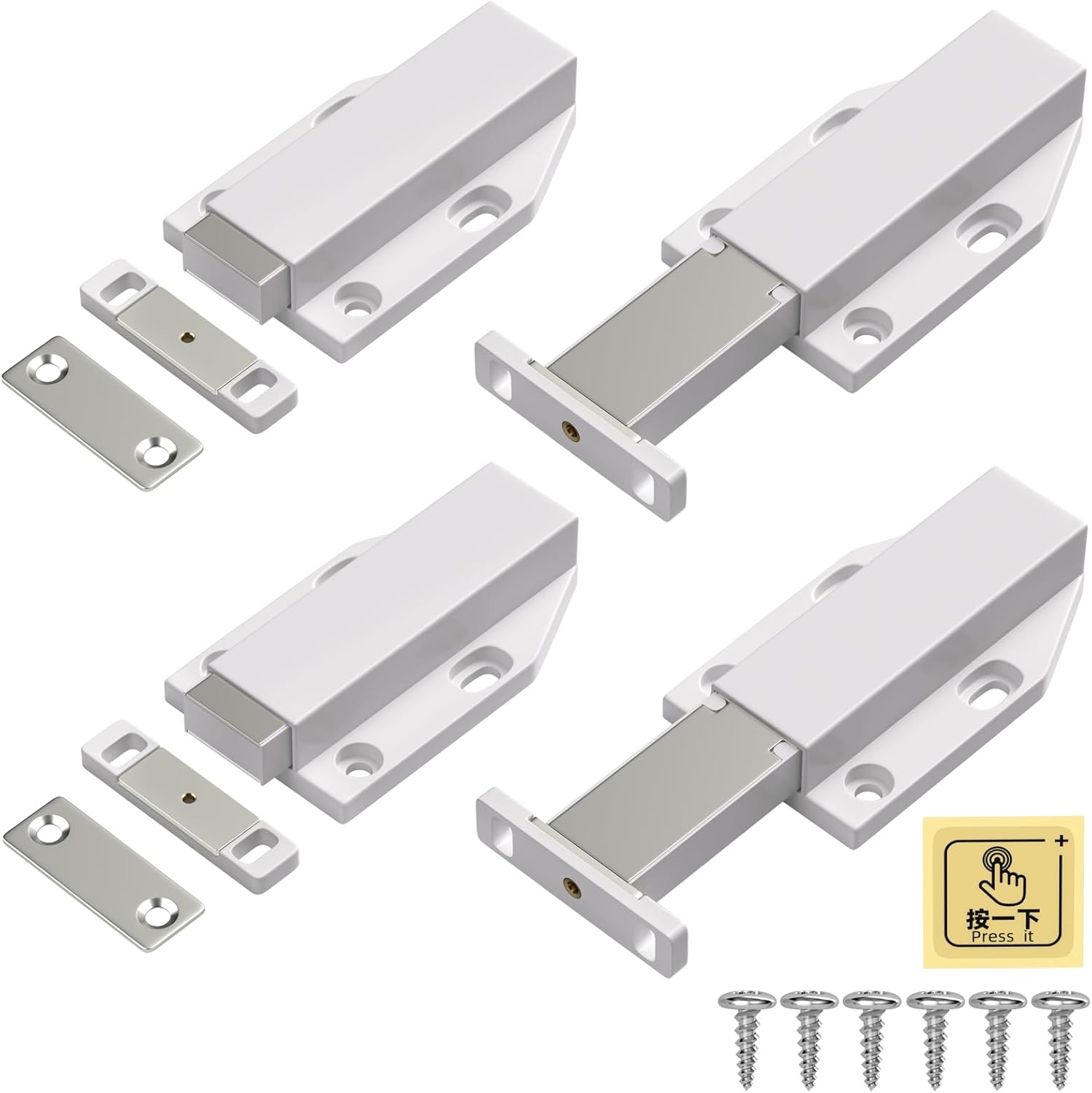 Druckverschluss Zum Öffnen, 4er-set, Magnetischer Druckverschluss, Druckverschluss Für Schranktüren, Druckverschluss Für Schubladen, Magnetverschluss Für Kleiderschränke, Druckverschluss Für Schranktü
