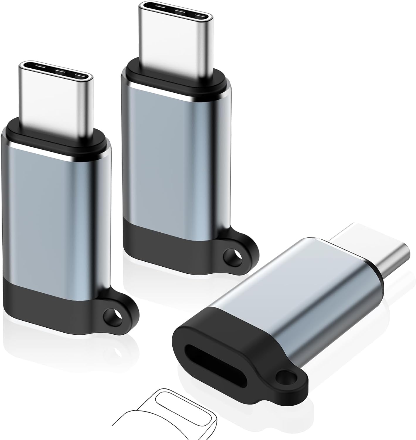 3er-pack Lightning-auf-usb-c-adapter, 36 W Schnellladung Und Datenübertragung, Lightning-buchse, Für Iphone 15/16 Pro/plus/pro Max, Nicht Für Audio/otg/apple Pencil (1. Auflage)