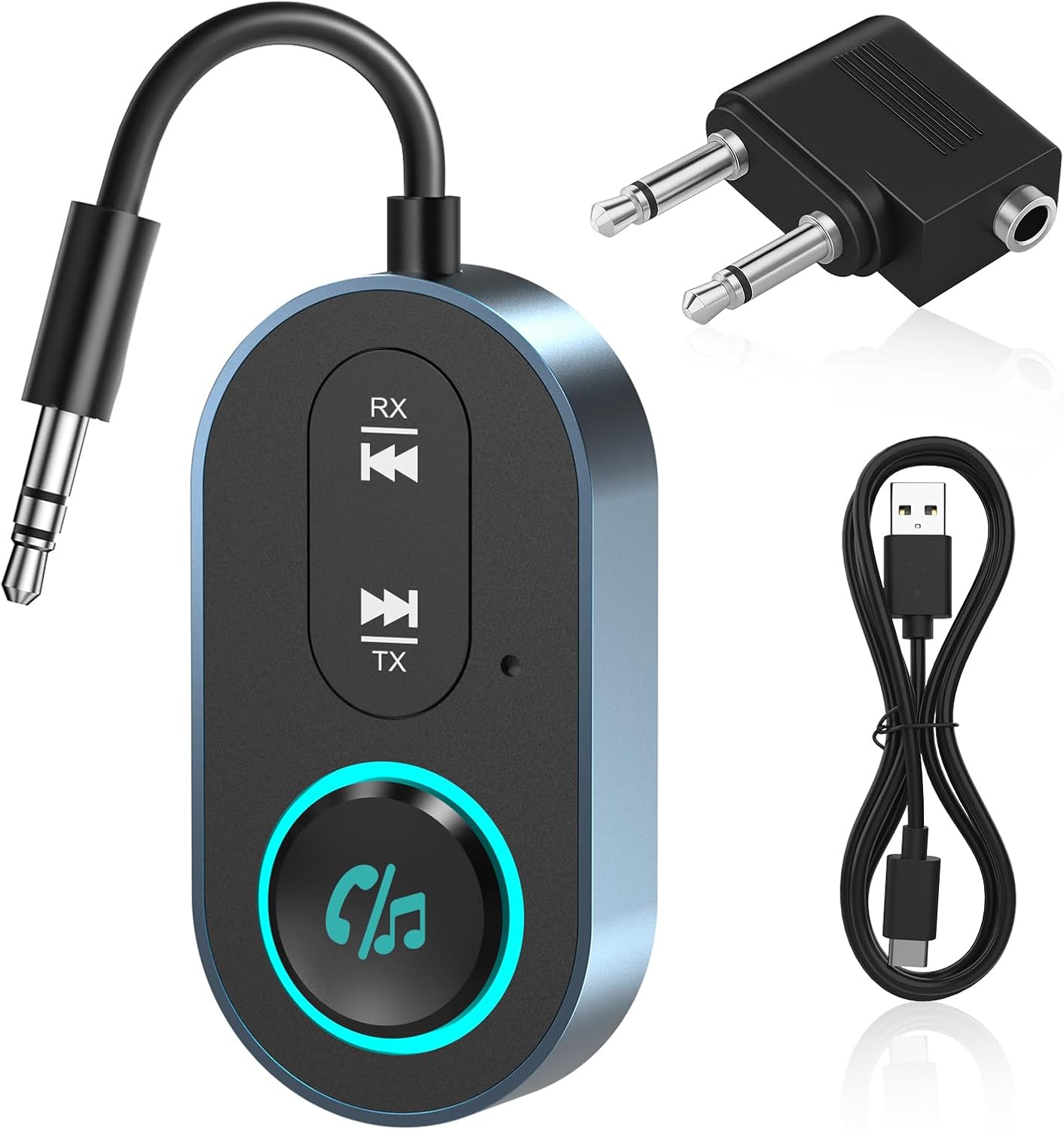 Bluetooth 5.3 Sender, 2-in-1 Bluetooth-klinkenadapter, Bluetooth-aux-adapter, Audio-sender-empfänger Für Flugzeug, Fernseher, Airpods, Tablet-pc, Auto, Fitnessstudio, Sport