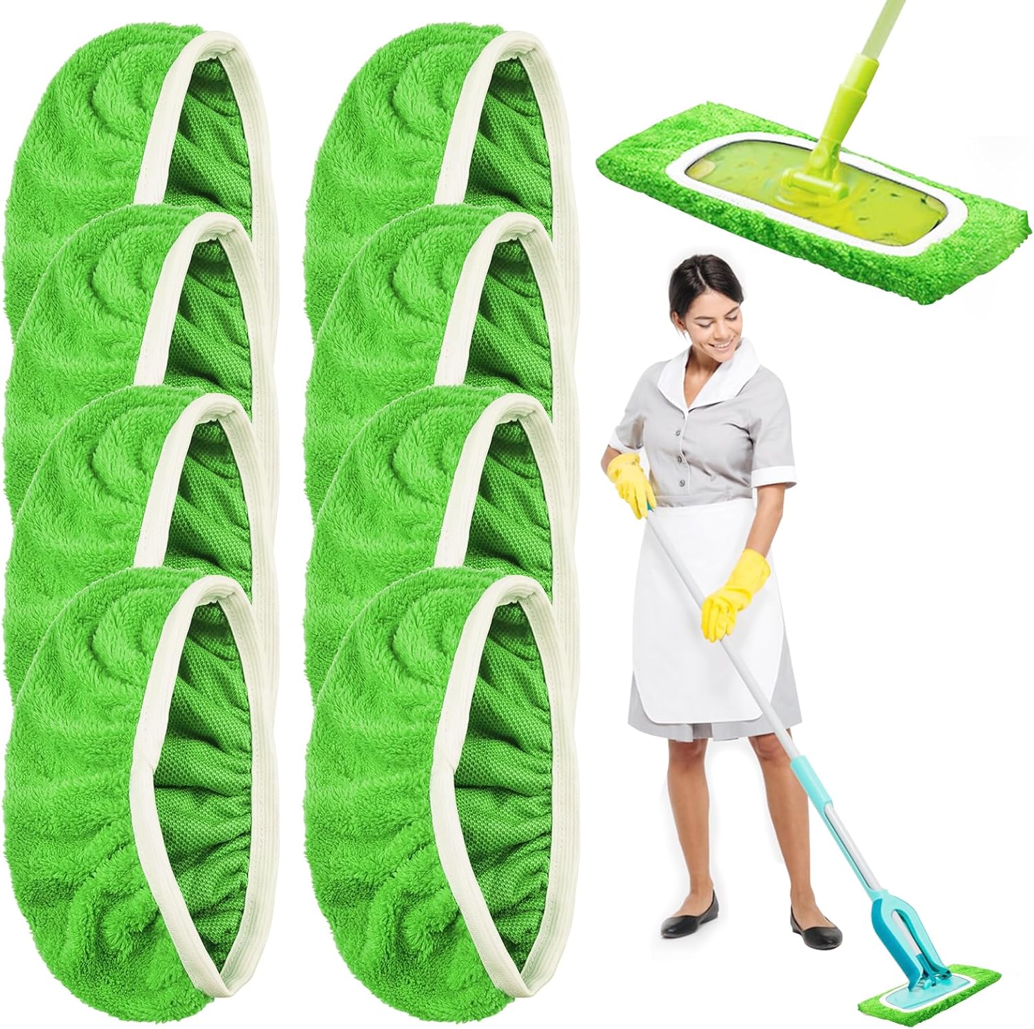 8-teiliges Set Wiederverwendbarer Tücher Für Swiffer-wischmopps, Nachfüllbezug Für Nass- Und Trockenreinigung, Waschbare Mikrofaser-ersatzwischtücher